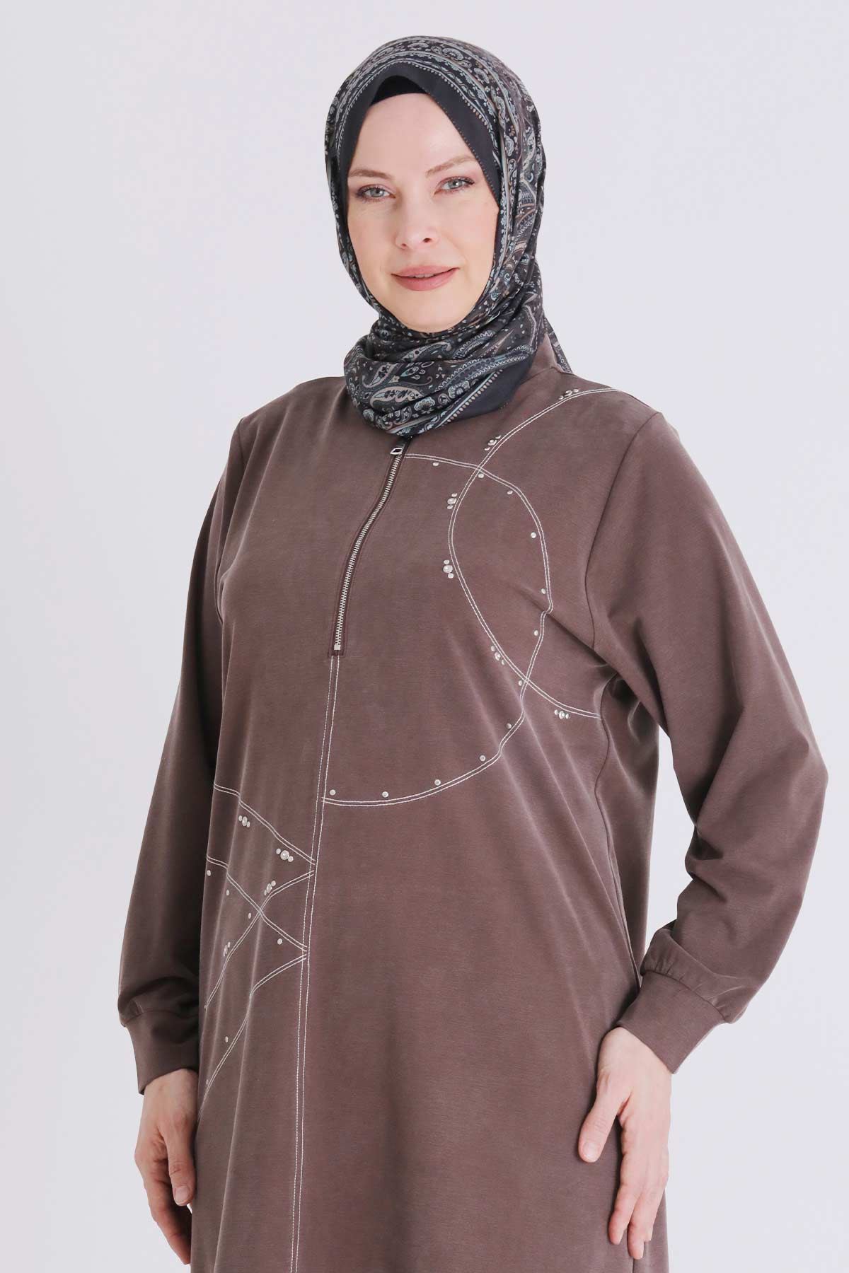 Büyük Beden Tesettür Tunik 20141 Kahve