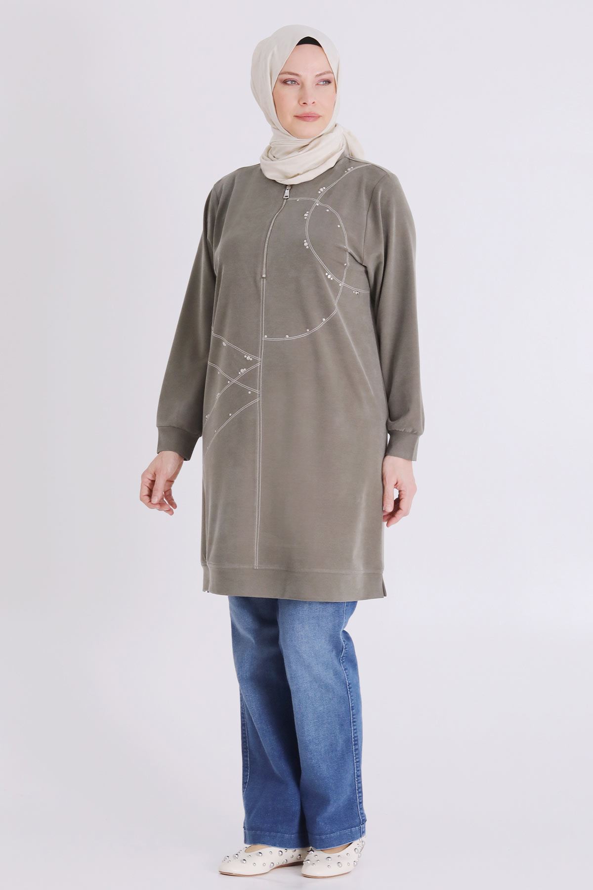 Büyük Beden Tesettür Tunik 20141 Haki