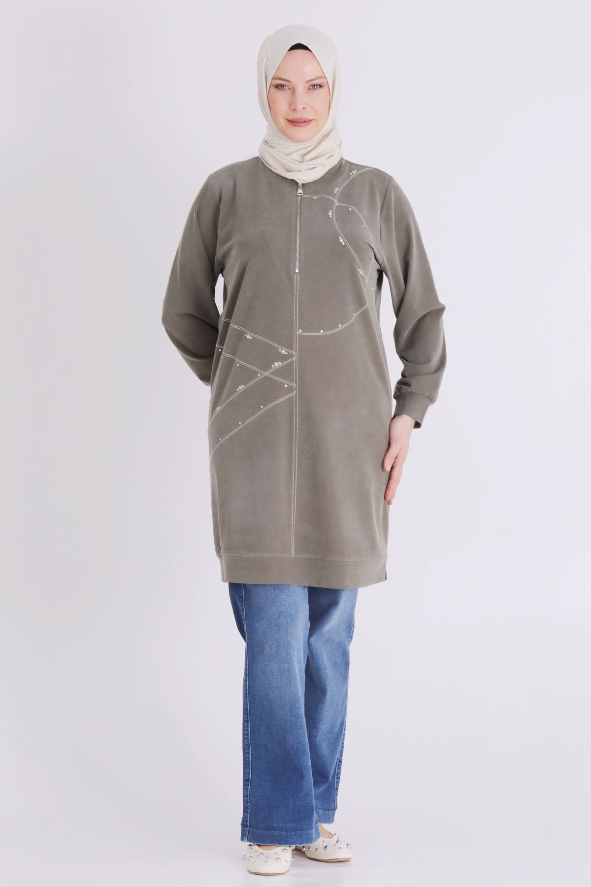 Büyük Beden Tesettür Tunik 20141 Haki