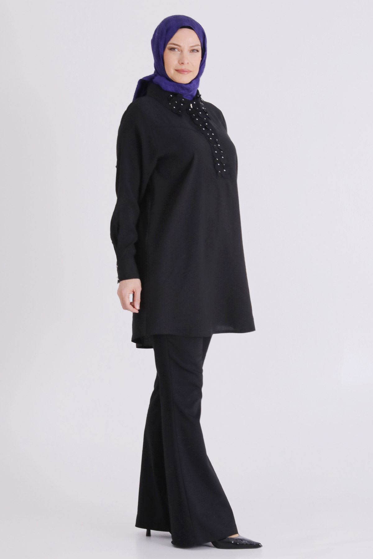 Büyük Beden Tesettür Tunik 23038 Siyah