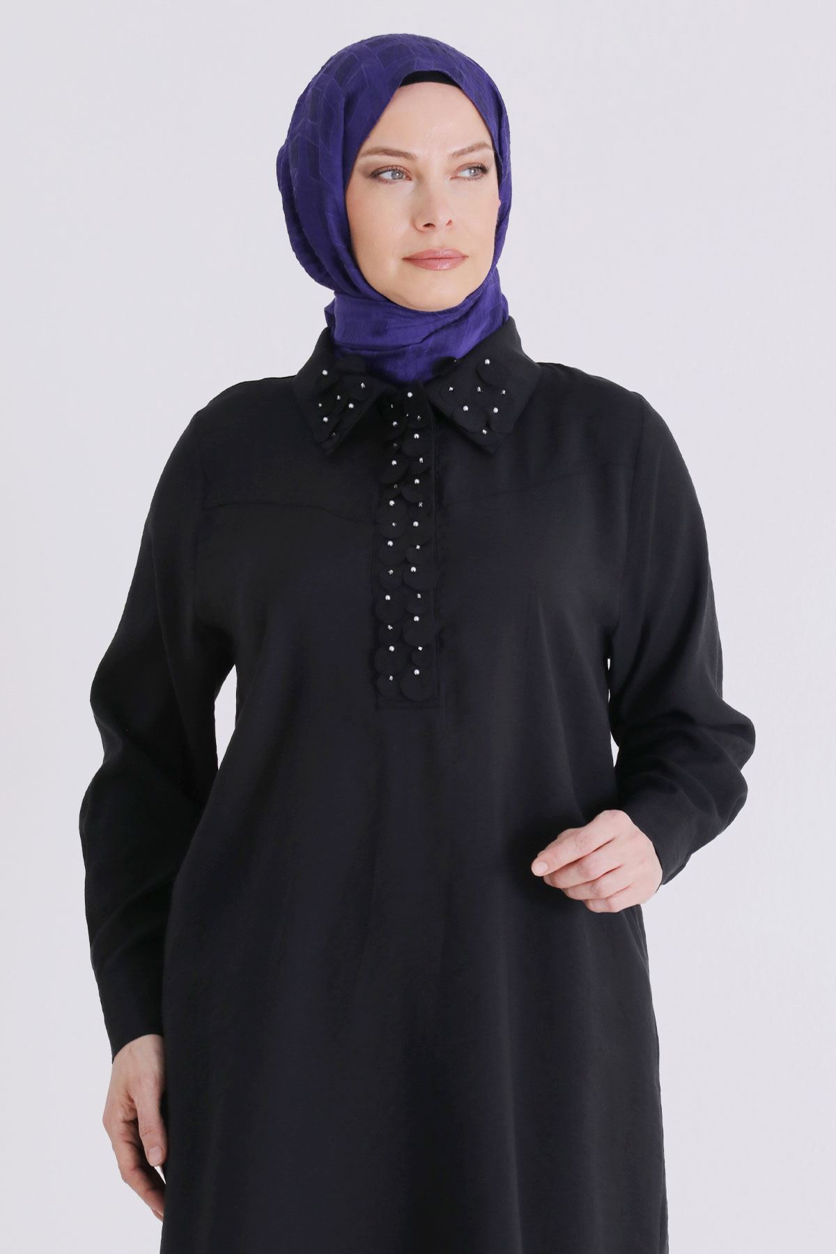 Büyük Beden Tesettür Tunik 23038 Siyah