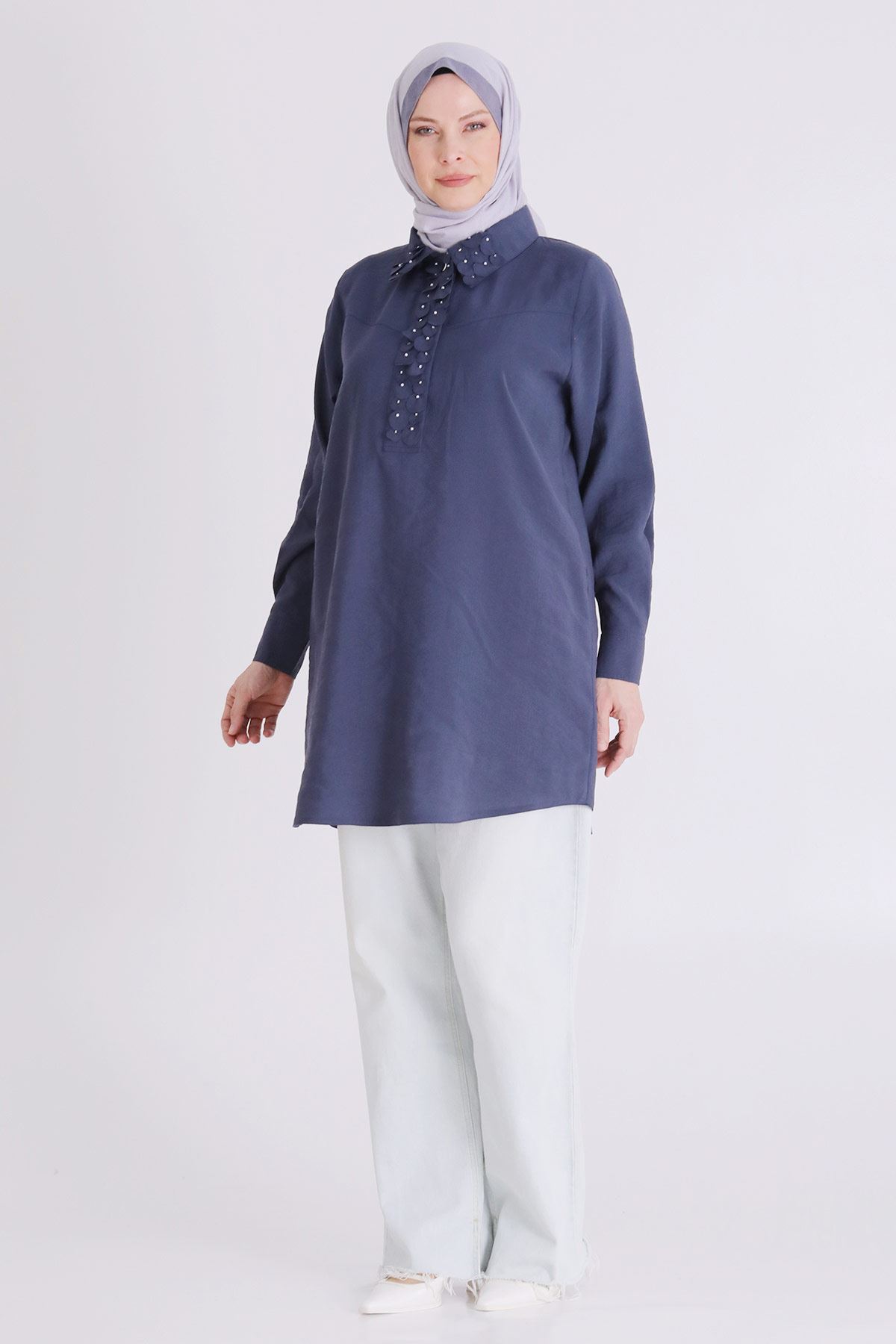 Büyük Beden Tesettür Tunik 23038 İndigo