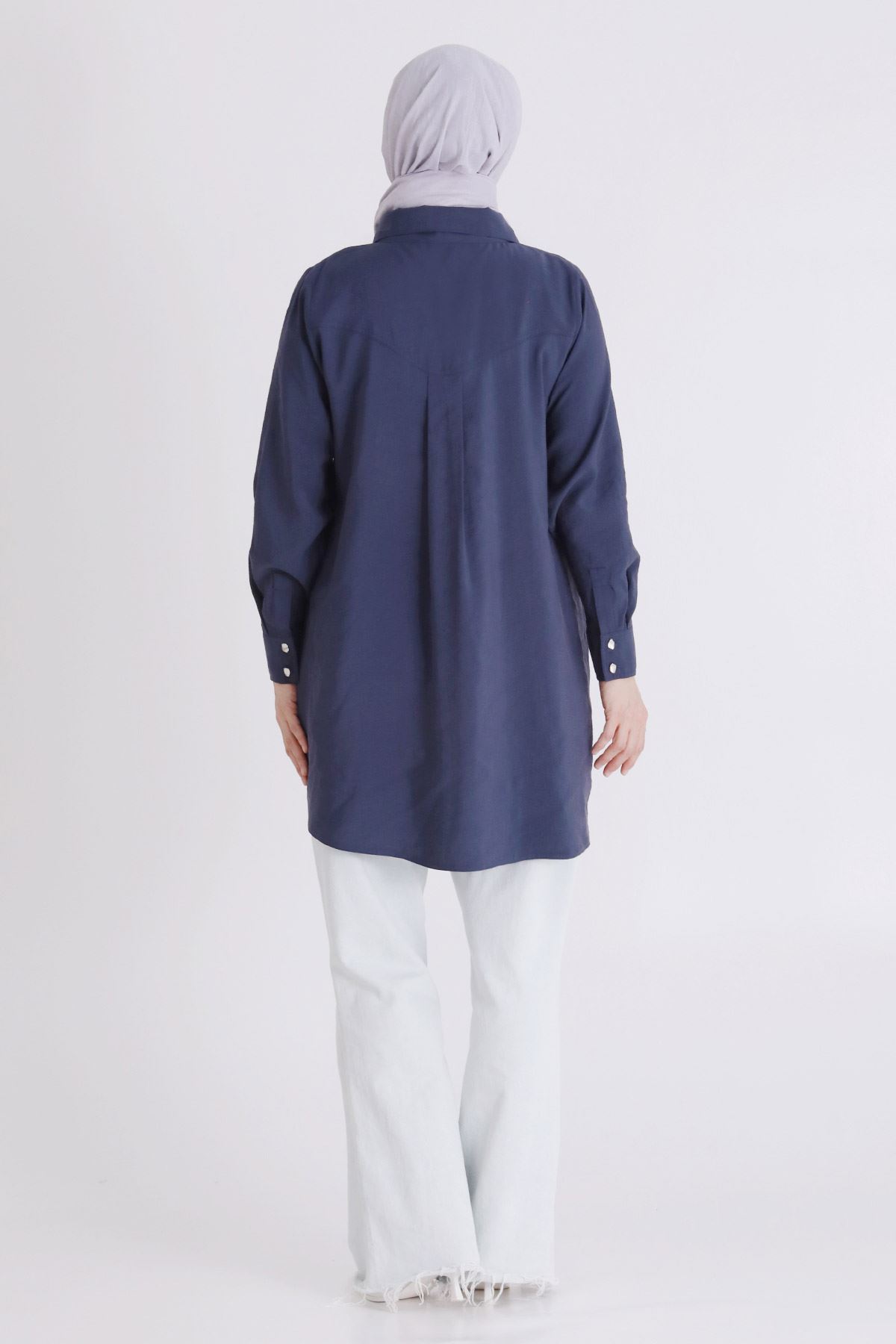 Büyük Beden Tesettür Tunik 23038 İndigo
