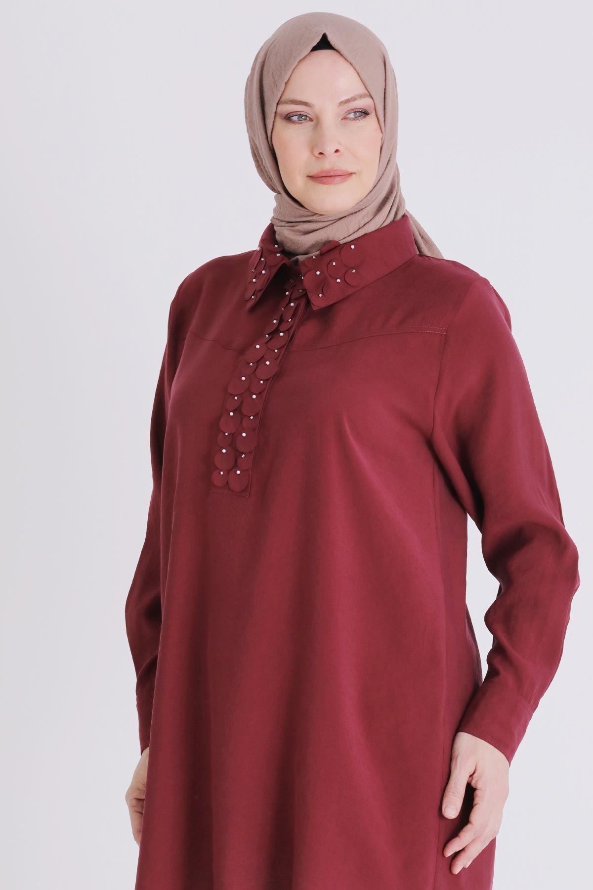 Büyük Beden Tesettür Tunik 23038 Bordo
