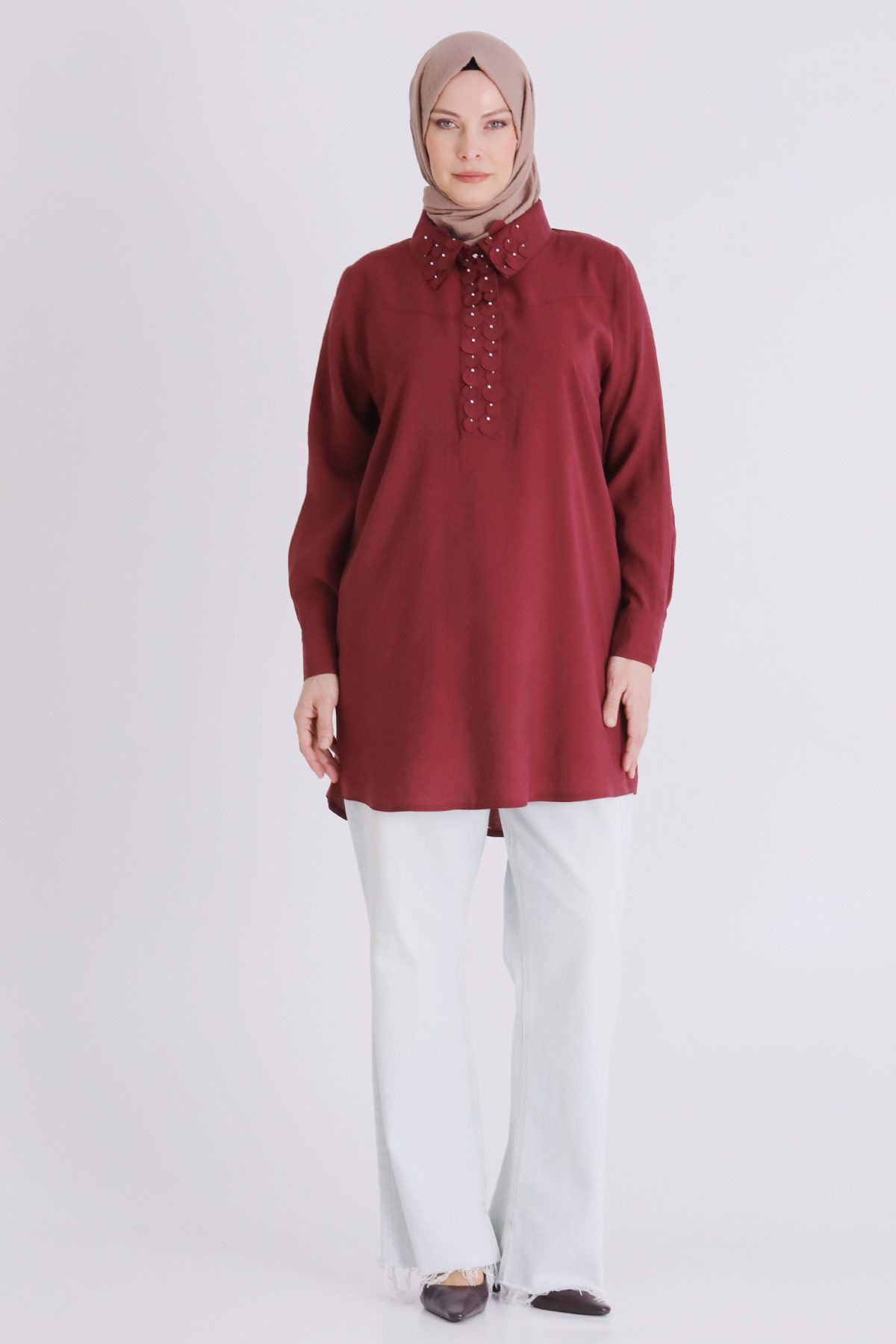 Büyük Beden Tesettür Tunik 23038 Bordo