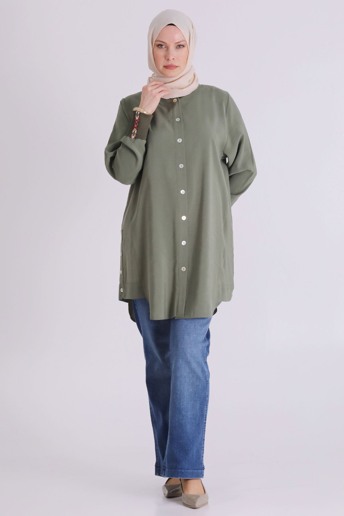 Büyük Beden Tesettür Kap 2554 Nane Yeşili