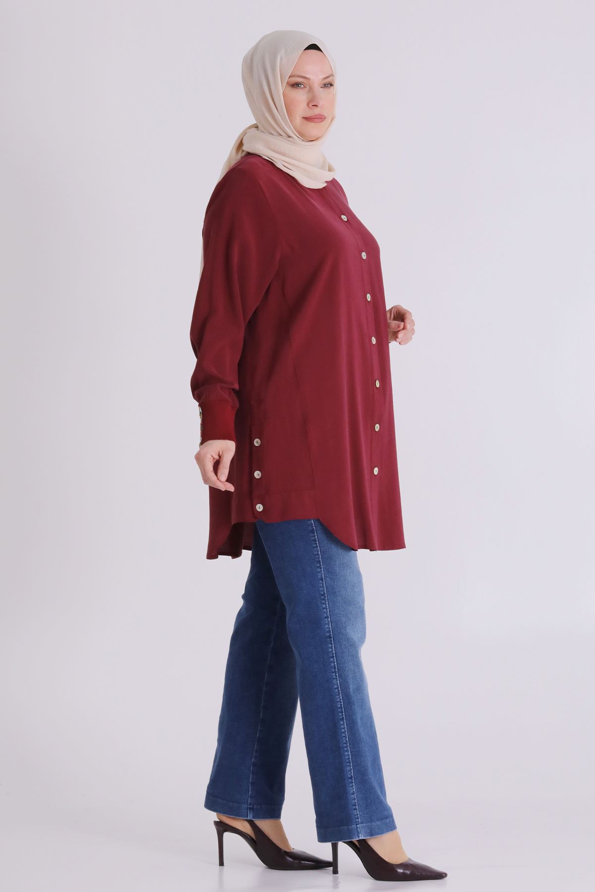 Büyük Beden Tesettür Kap 2554 Bordo