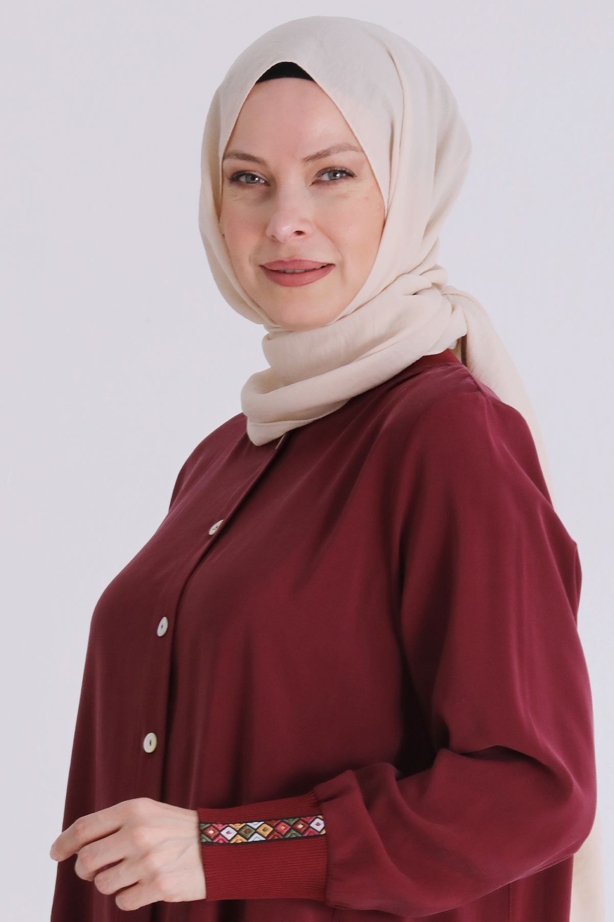 Büyük Beden Tesettür Kap 2554 Bordo