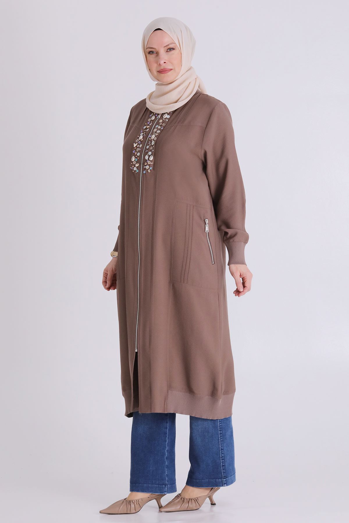 Büyük Beden Tesettür Kap 25148 Fındık Kabuğu