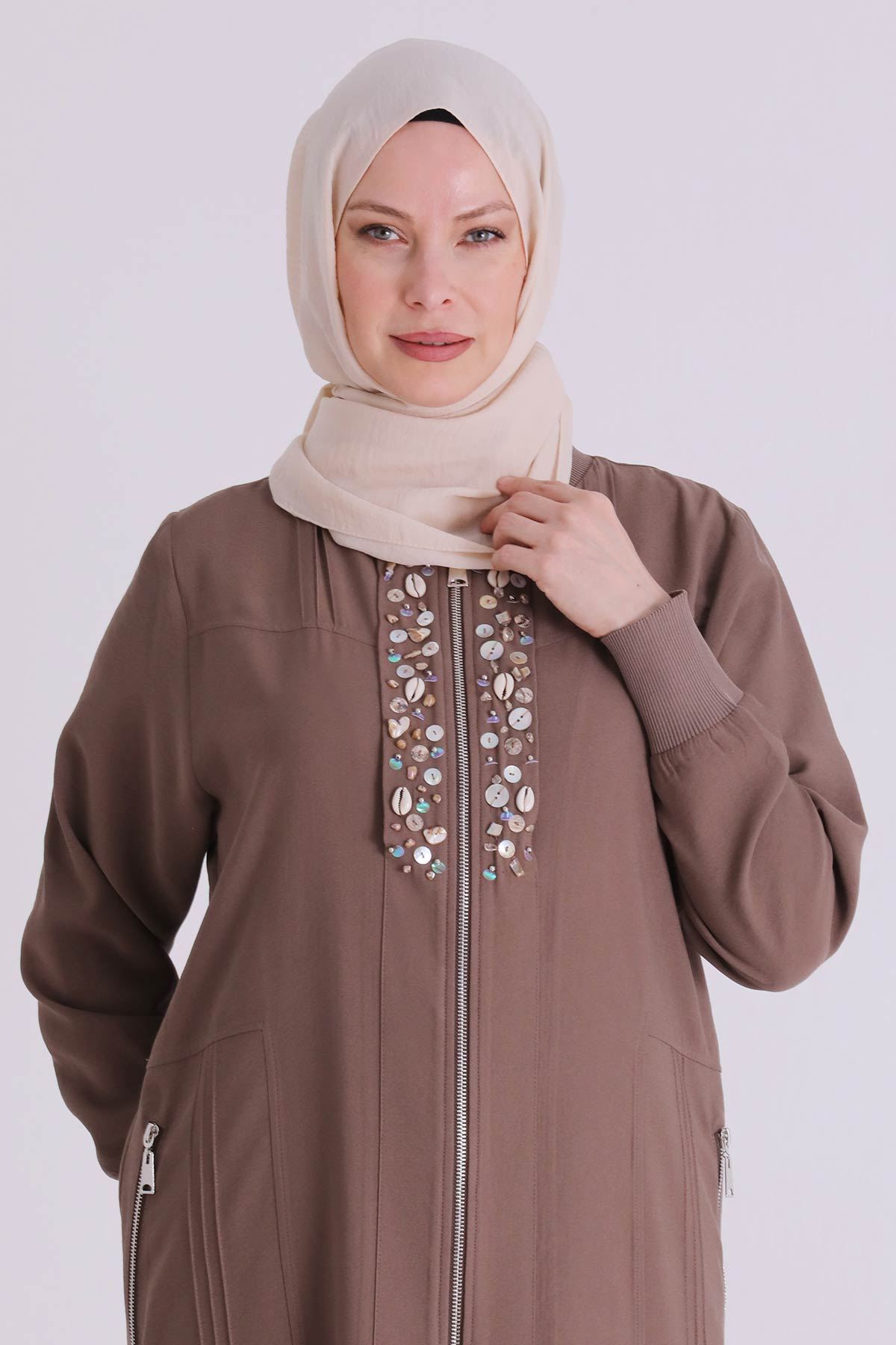 Büyük Beden Tesettür Kap 25148 Fındık Kabuğu
