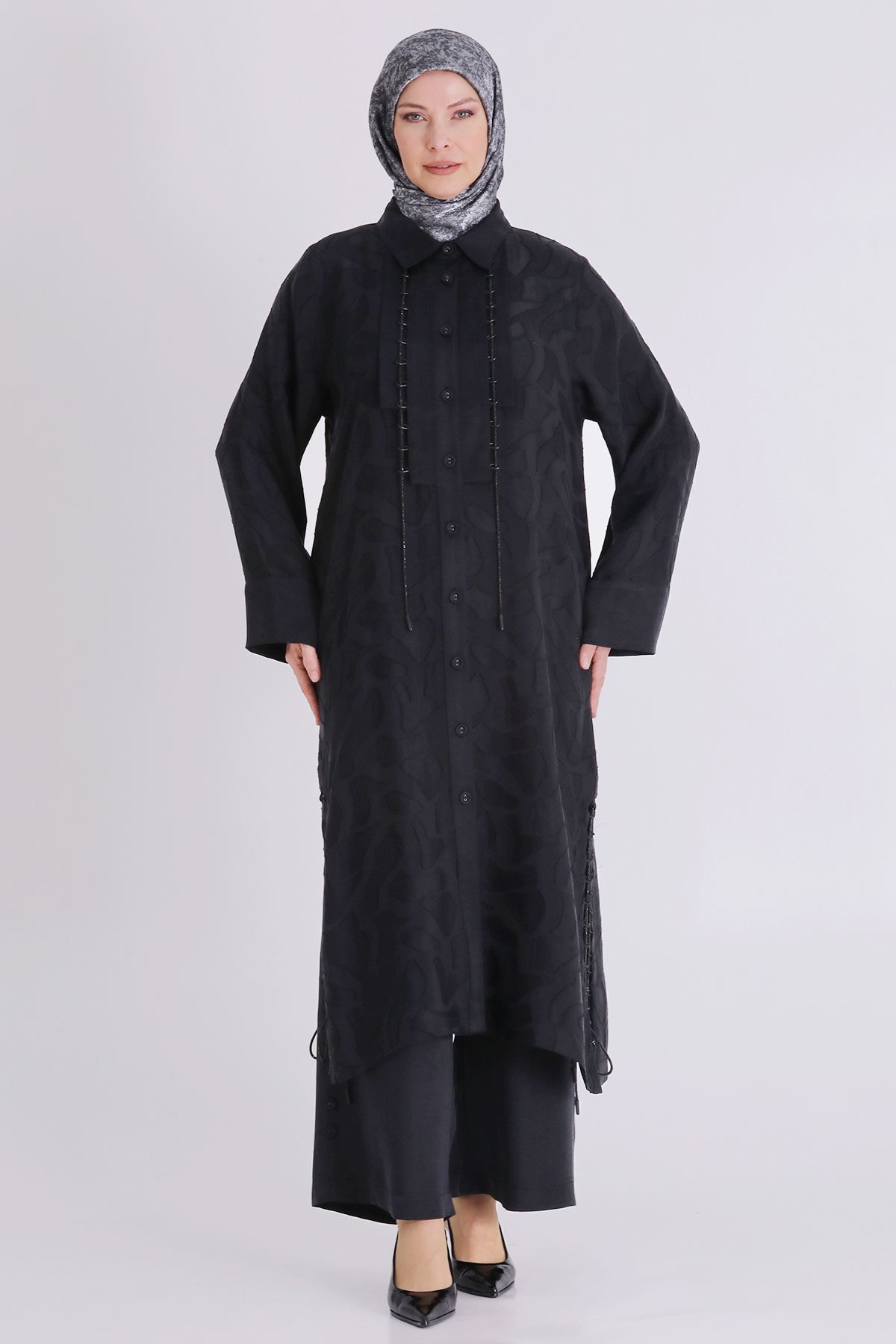 Büyük Beden Tesettür Pantolonlu Takım 35147 Siyah