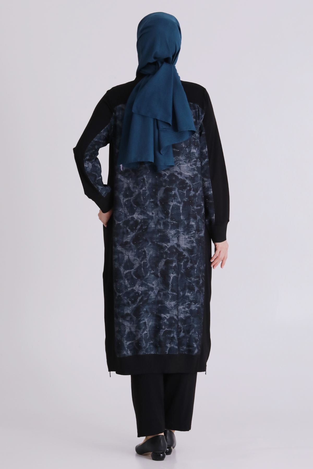 Büyük Beden Tesettür Pantolonlu Takım 35148 Siyah