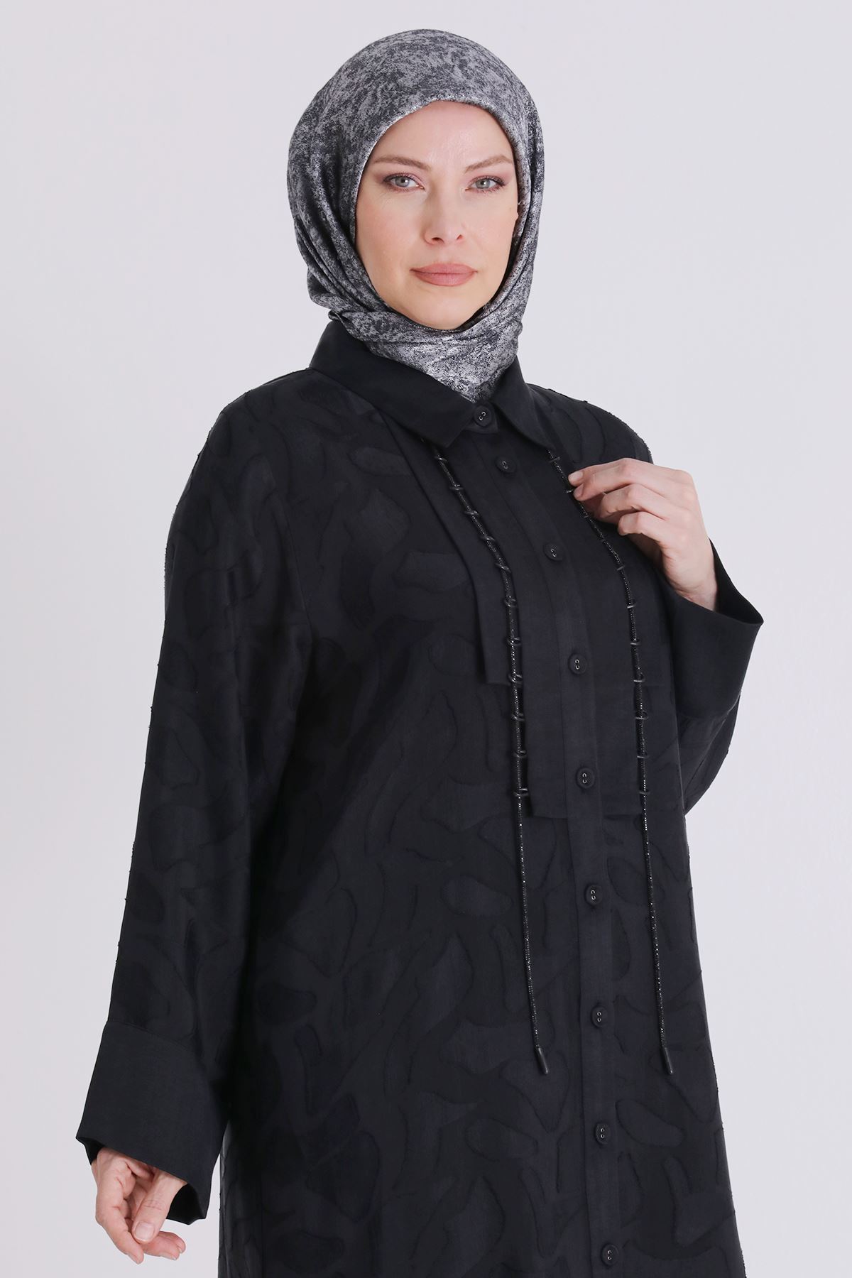 Büyük Beden Tesettür Pantolonlu Takım 35147 Siyah