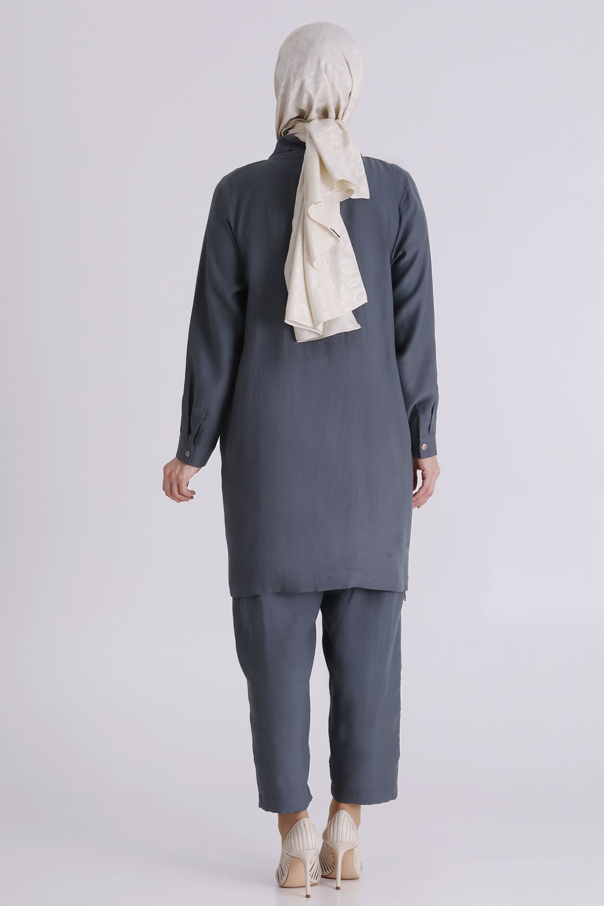 Büyük Beden Tesettür Pantolonlu Takım 35146 Nefti