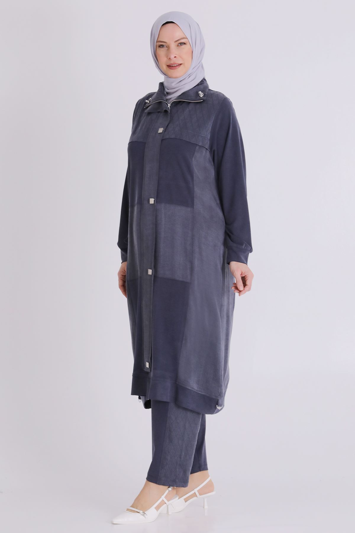 Büyük Beden Tesettür Pantolonlu Takım 35145 Lacivert