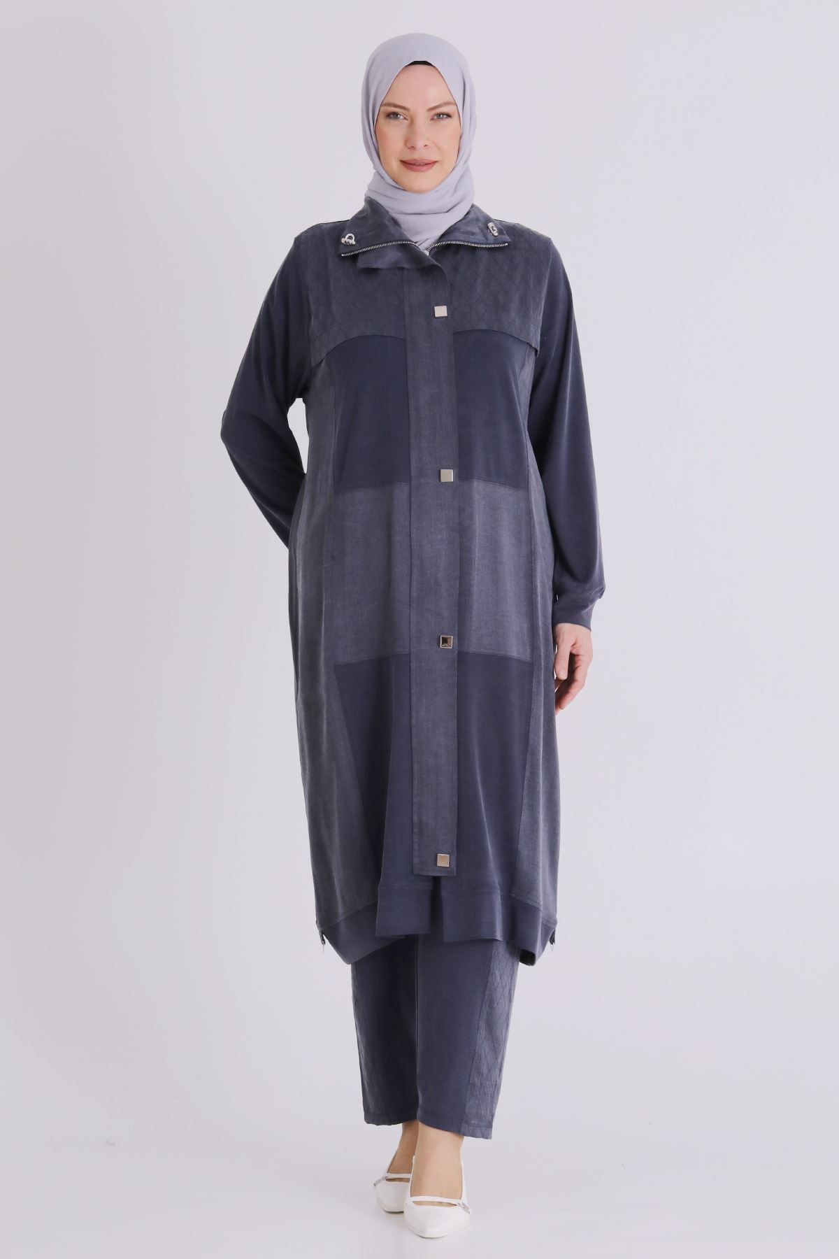 Büyük Beden Tesettür Pantolonlu Takım 35145 Lacivert