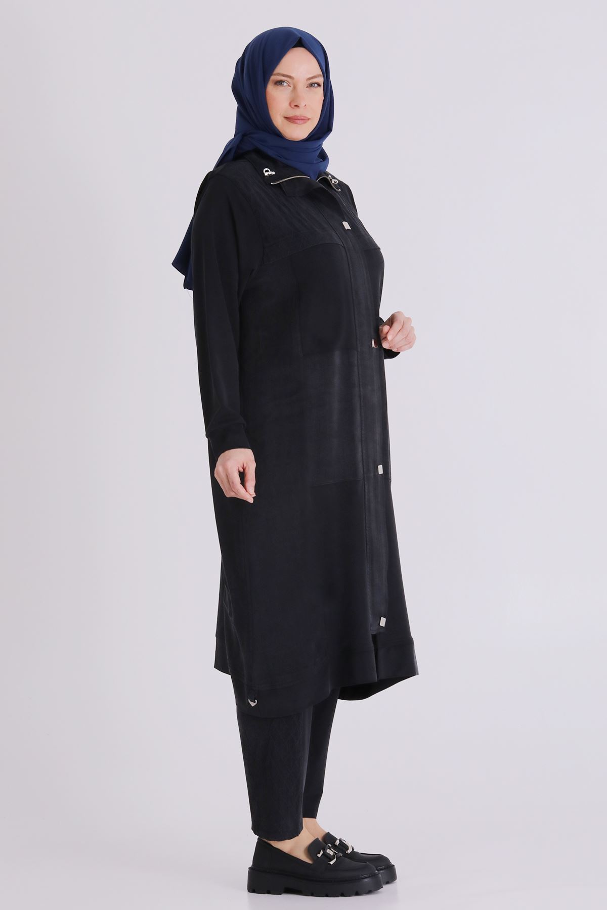 Büyük Beden Tesettür Pantolonlu Takım 35145 Siyah