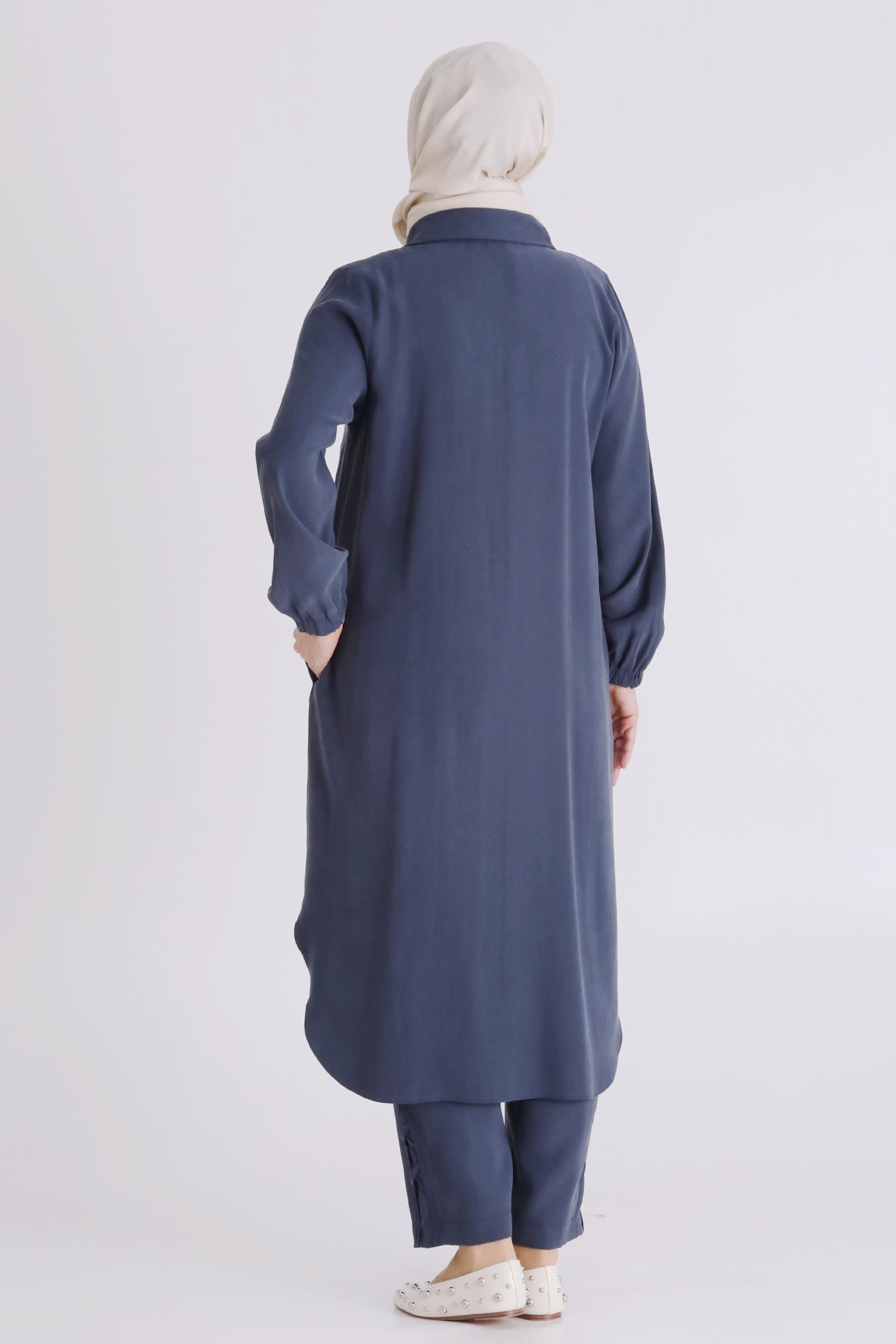 Büyük Beden Tesettür Pantolonlu Takım 35142 Lacivert