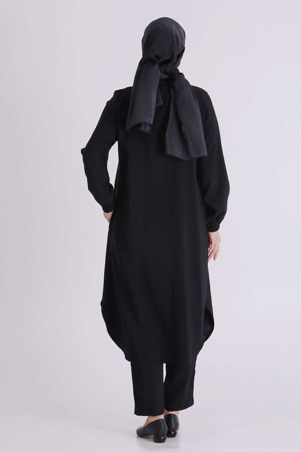 Büyük Beden Tesettür Pantolonlu Takım 35142 Siyah