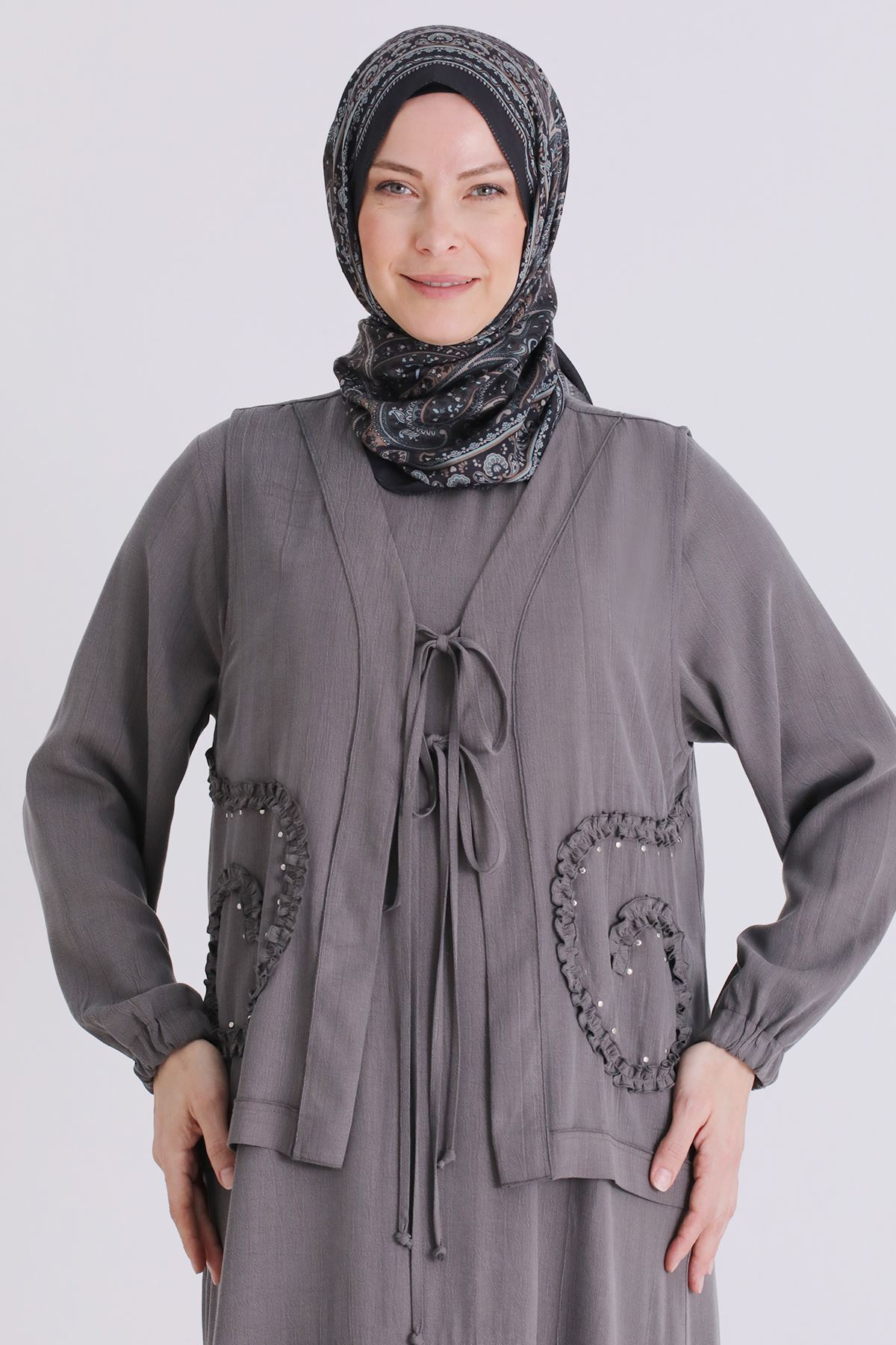 Büyük Beden Tesettür İkili Takım 4004 Duman Gri