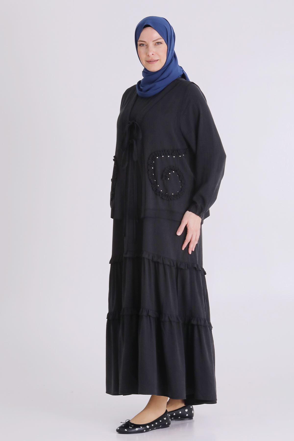 Büyük Beden Tesettür İkili Takım 4004 Siyah