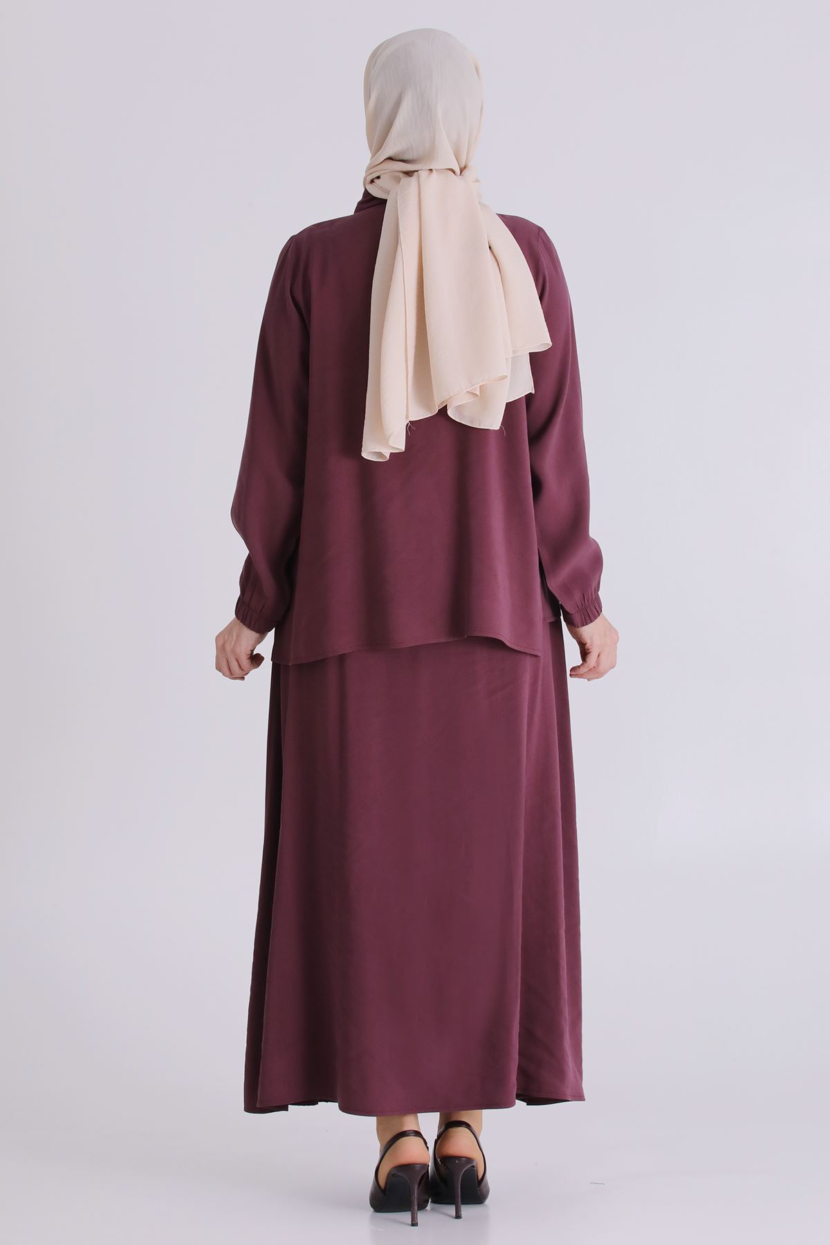 Büyük Beden Tesettür Etekli Takım 3801 Dut