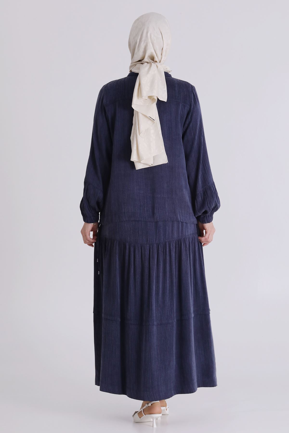 Büyük Beden Tesettür Etekli Takım 38003 Lacivert