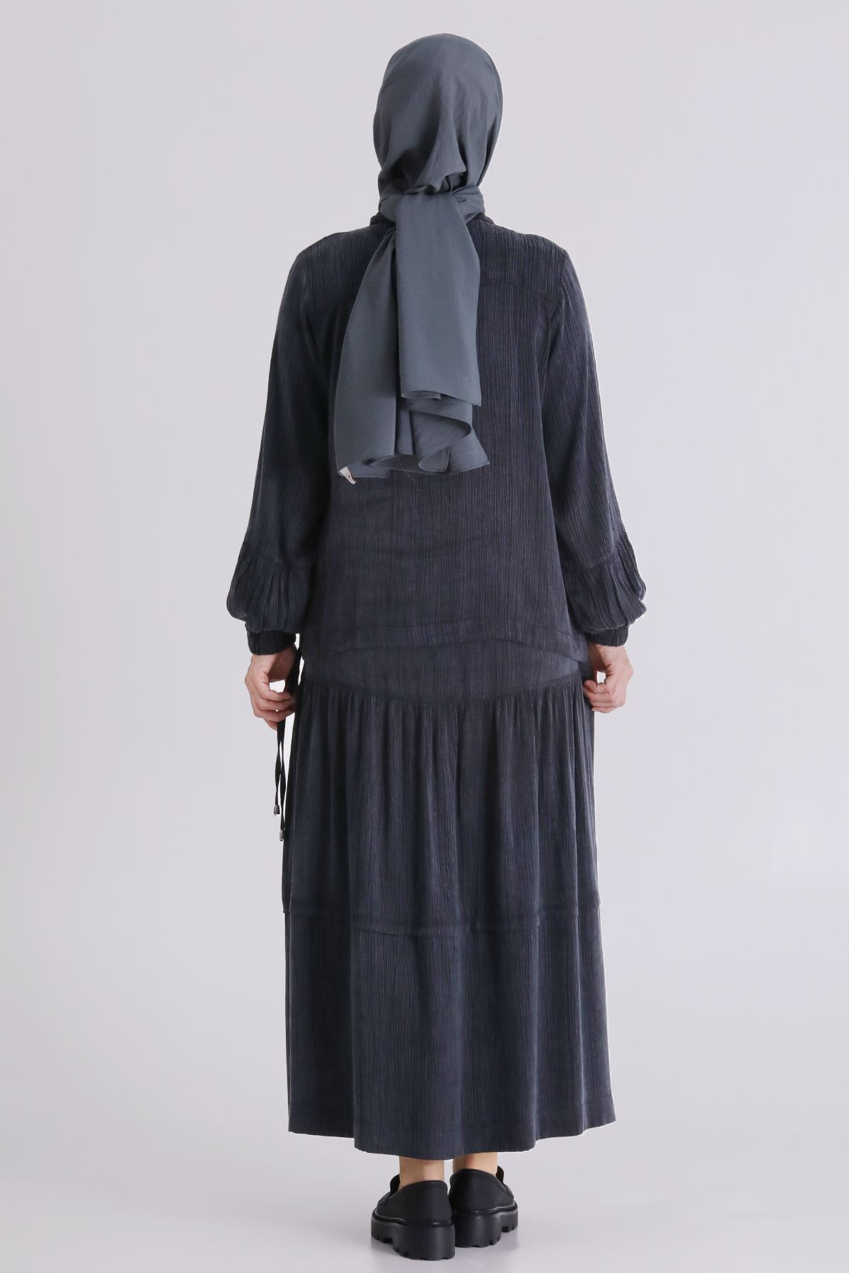 Büyük Beden Tesettür Etekli Takım 38003 Siyah