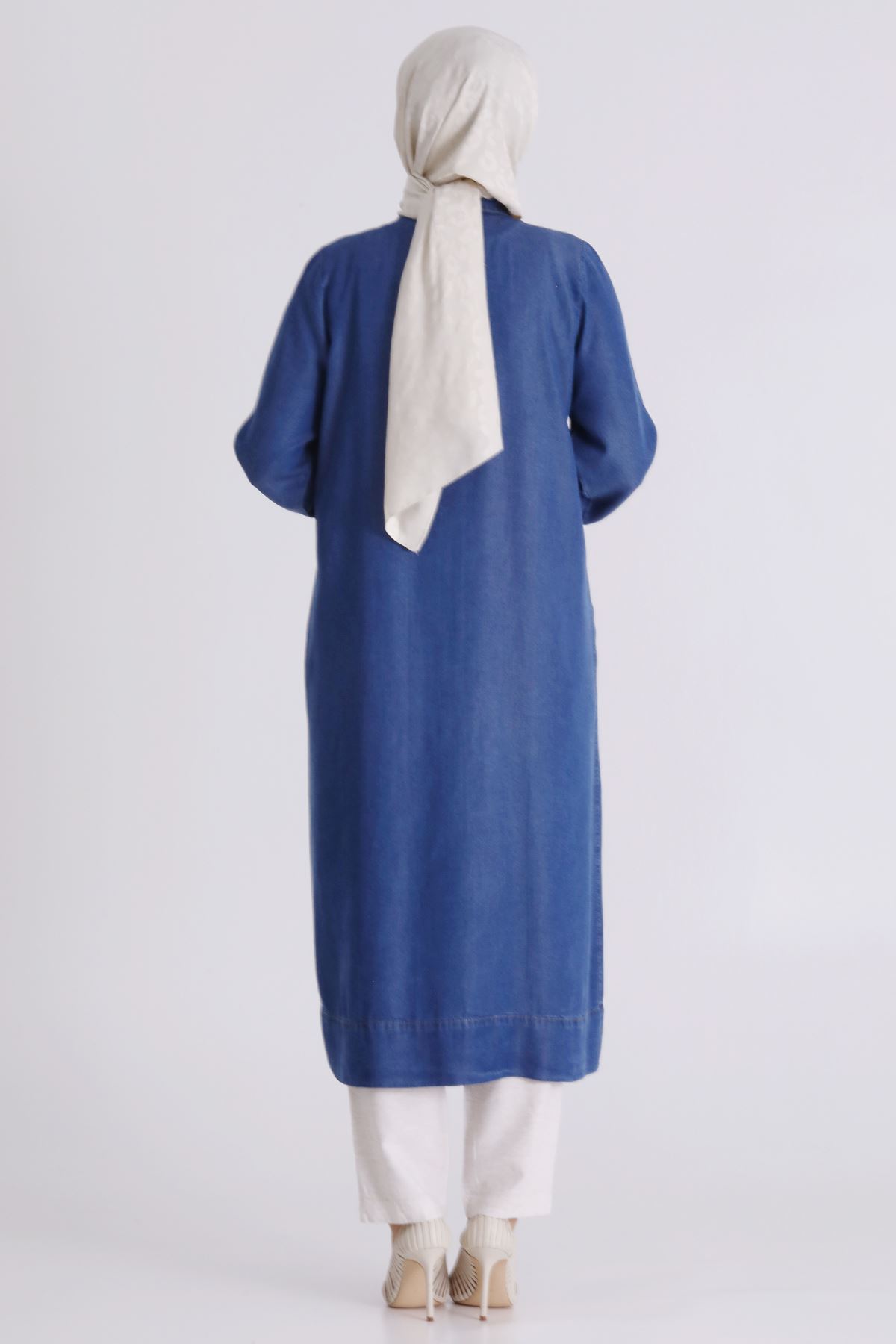 Büyük Beden Tesettür Tensel Kot Kap 25143 Koyu Mavi