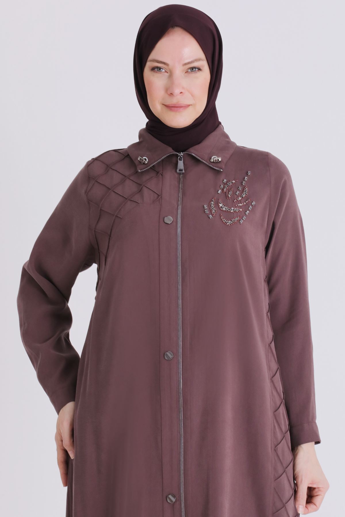 Büyük Beden Tesettür Kap 25146 Soft Mürdüm