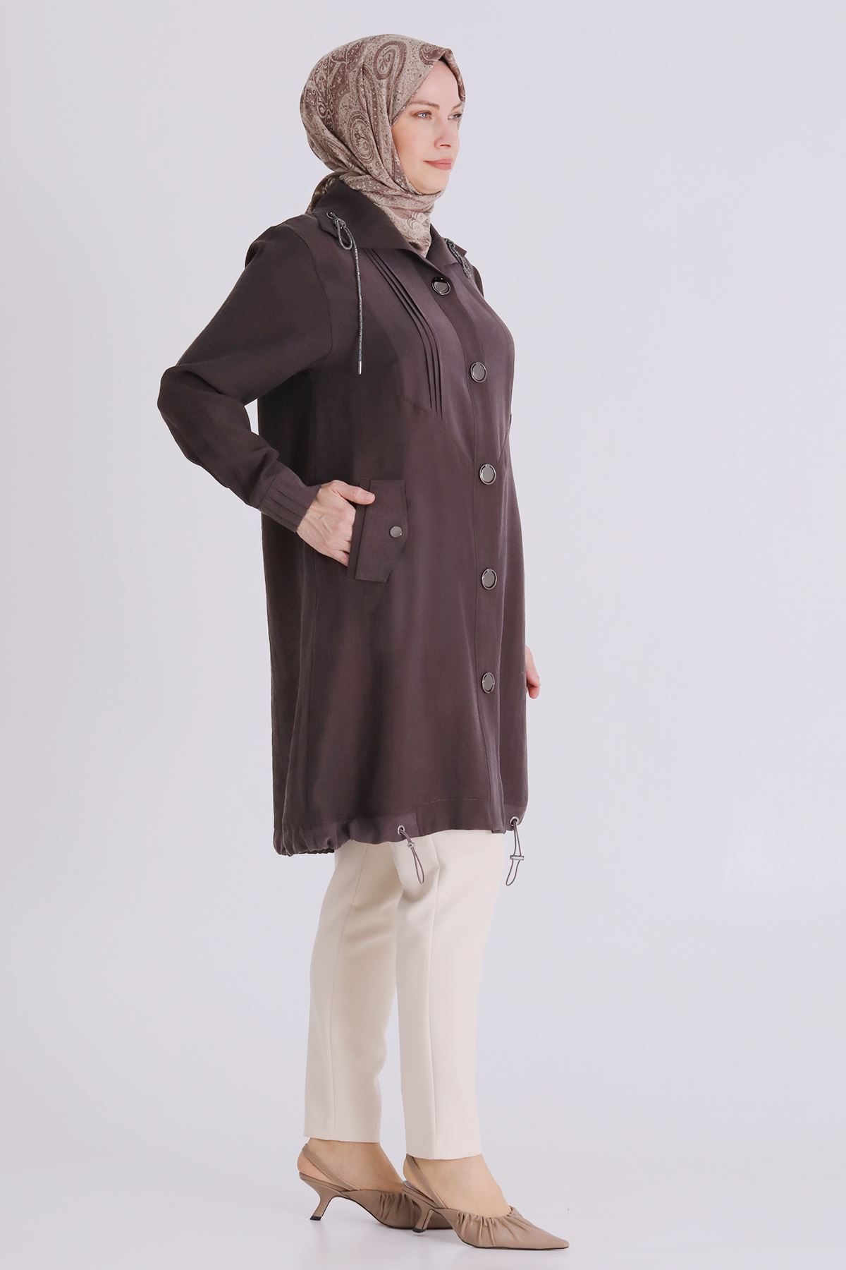 Büyük Beden Tesettür Kap 25144 Kakao