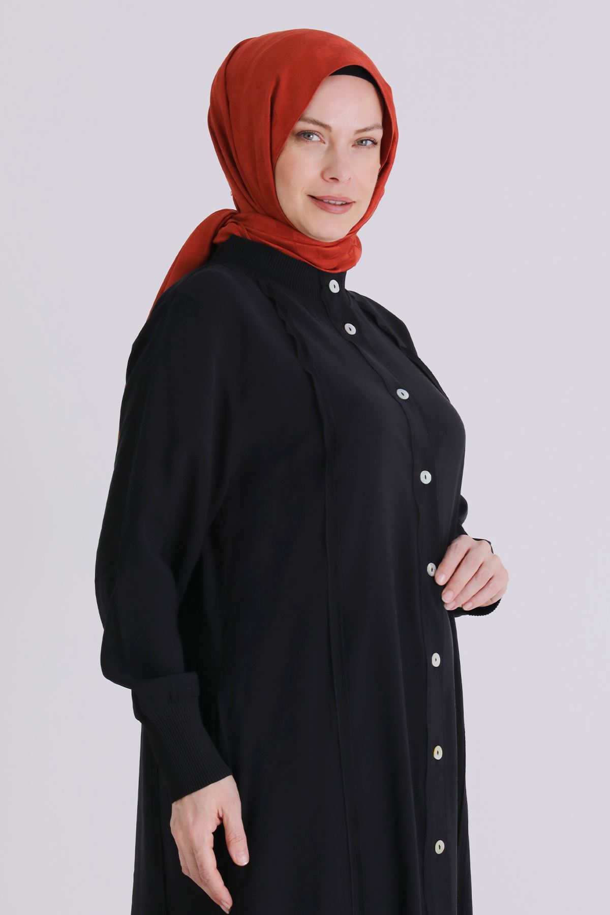 Büyük Beden Tesettür Ferace 2828 Siyah