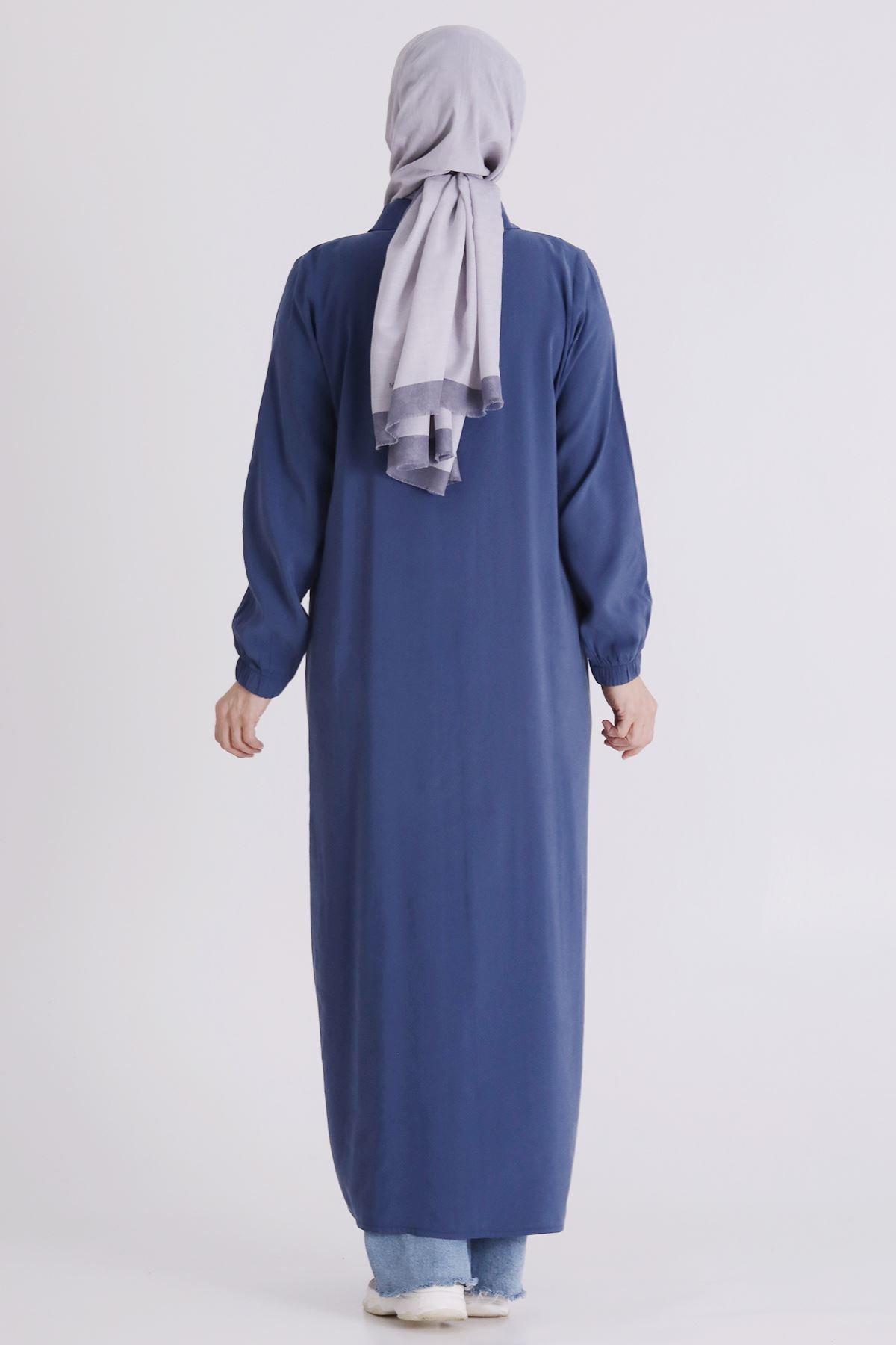 Büyük Beden Tesettür Ferace 2827 İndigo
