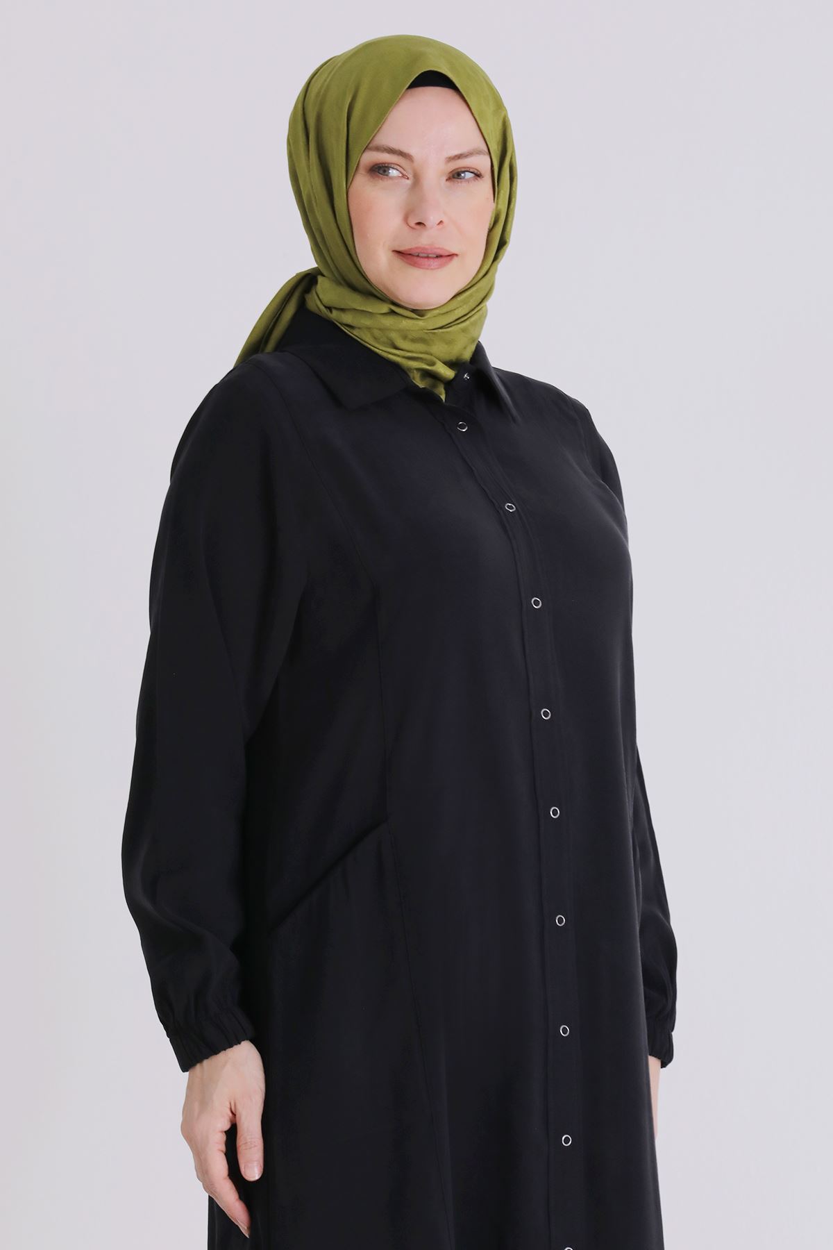 Büyük Beden Tesettür Ferace 2827 Siyah