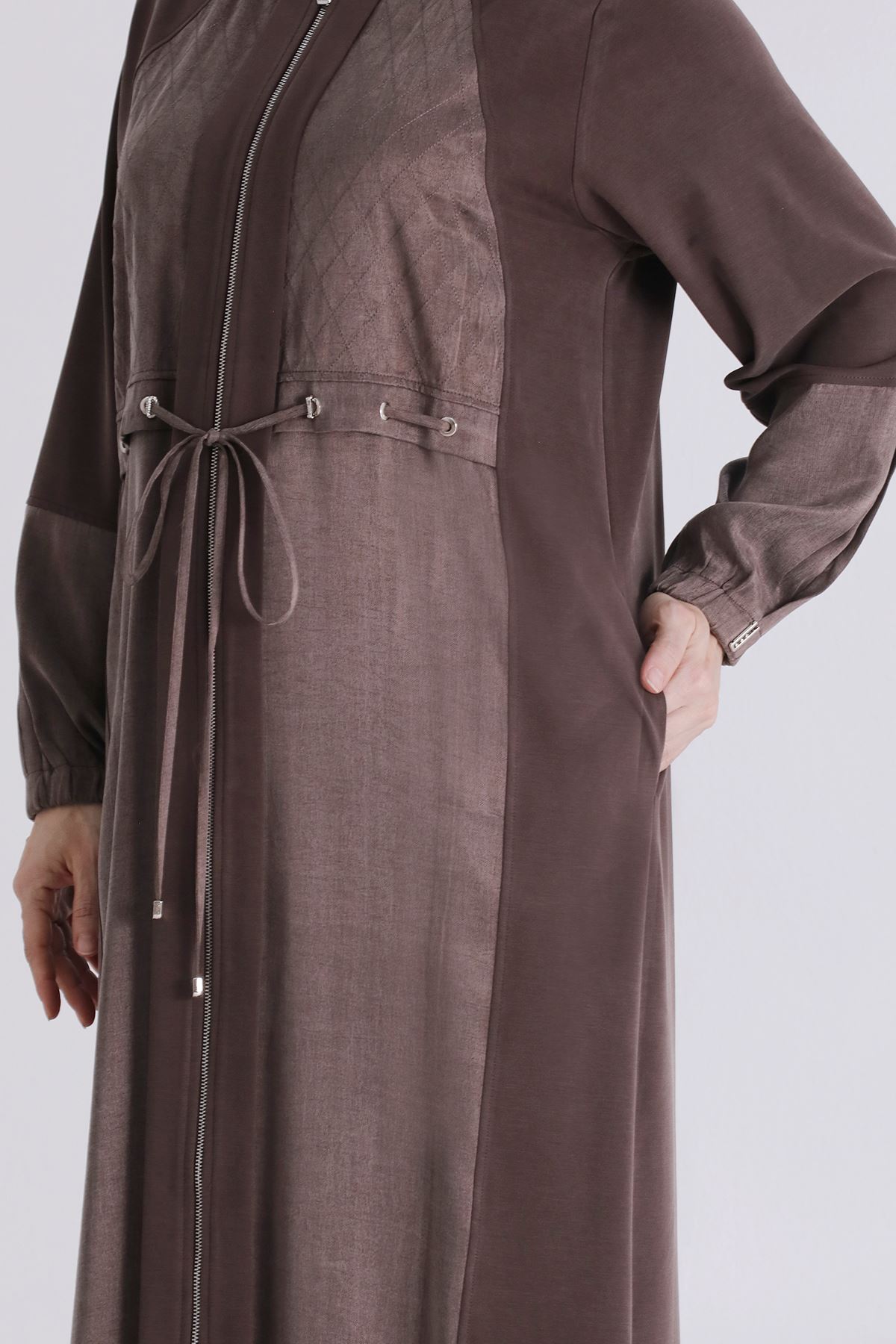 Büyük Beden Tesettür Ferace 28082 Kahve