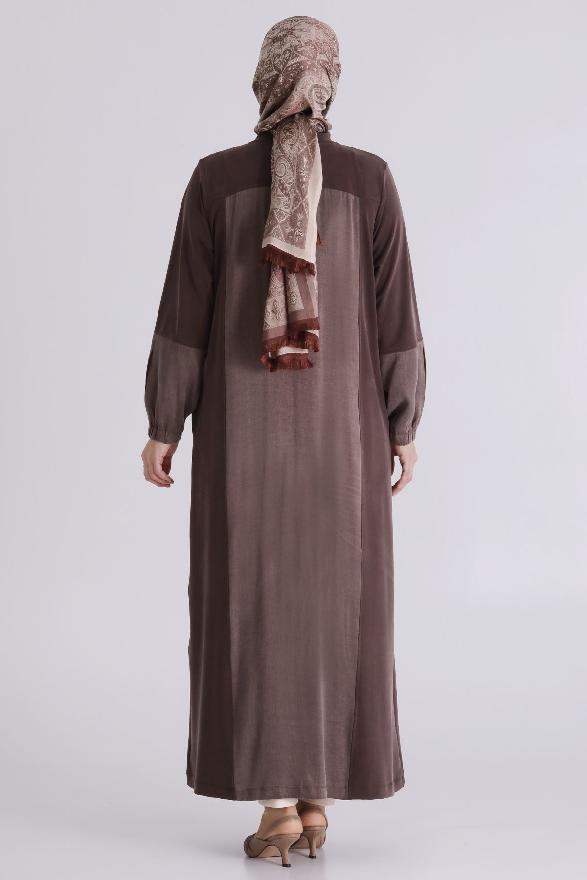 Büyük Beden Tesettür Ferace 28082 Kahve