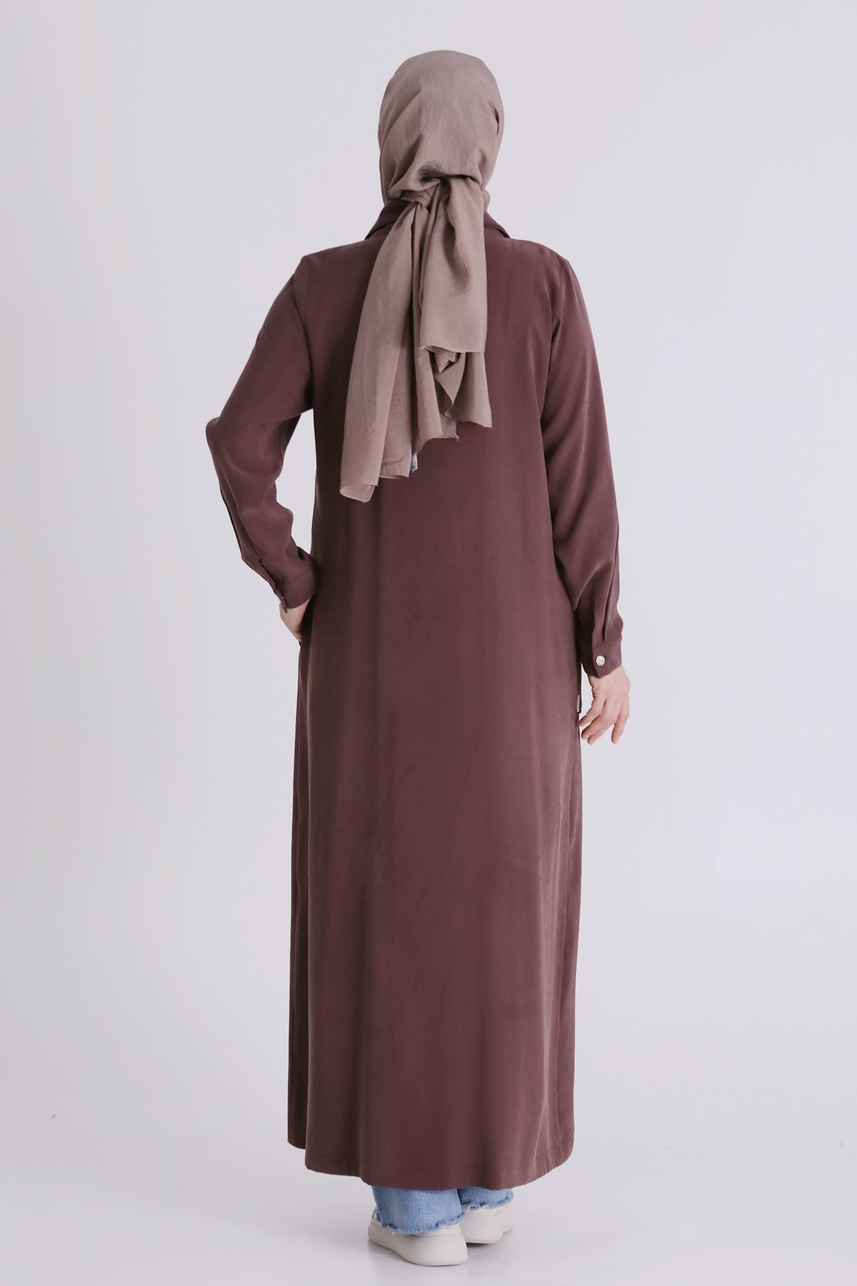 Büyük Beden Tesettür Ferace 28079 Soft Mürdüm