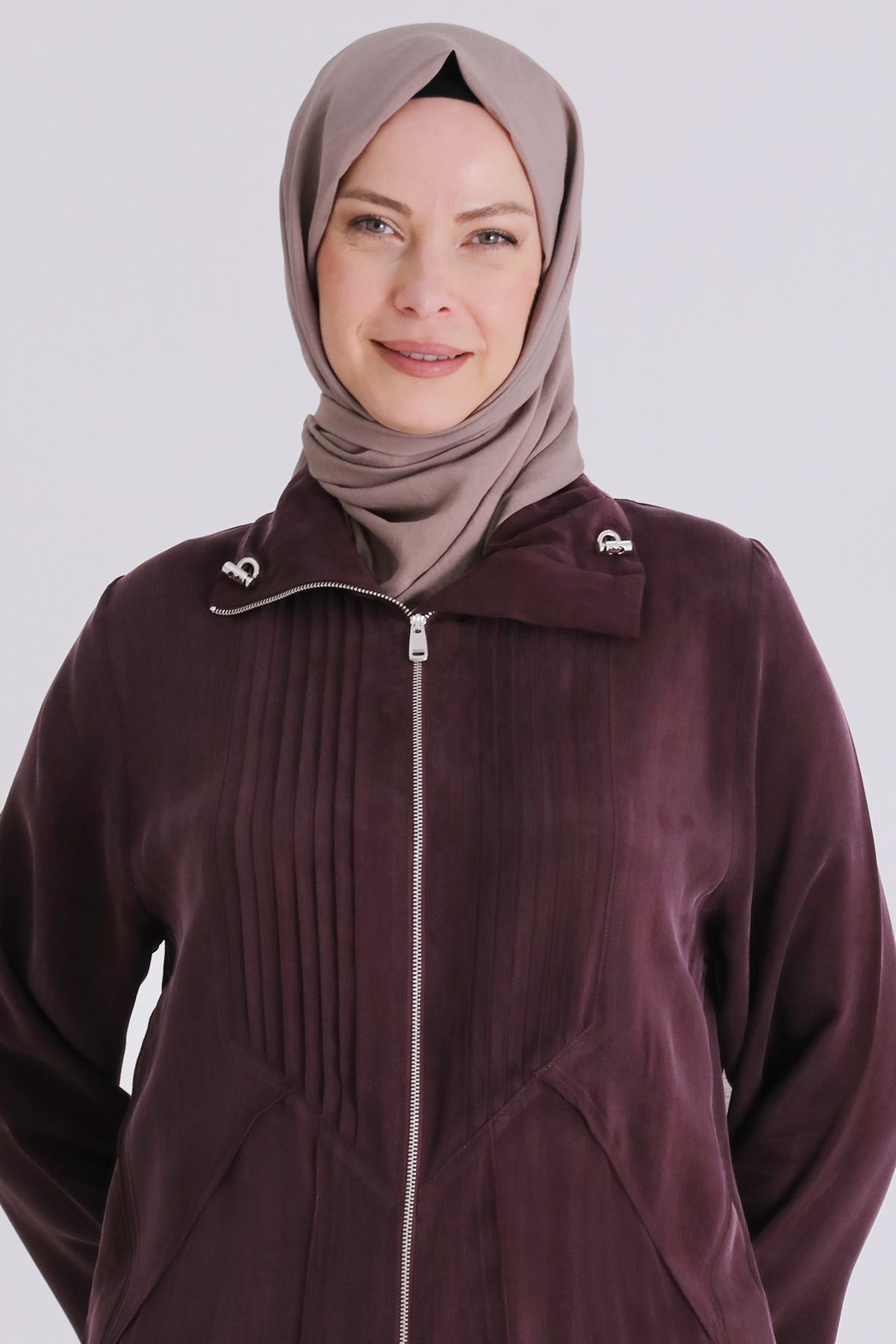 Büyük Beden Tesettür Cupro Ferace 28083 Böğürtlen