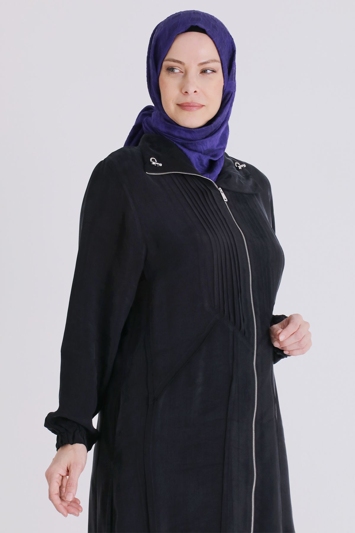 Büyük Beden Tesettür Cupro Ferace 28083 Siyah