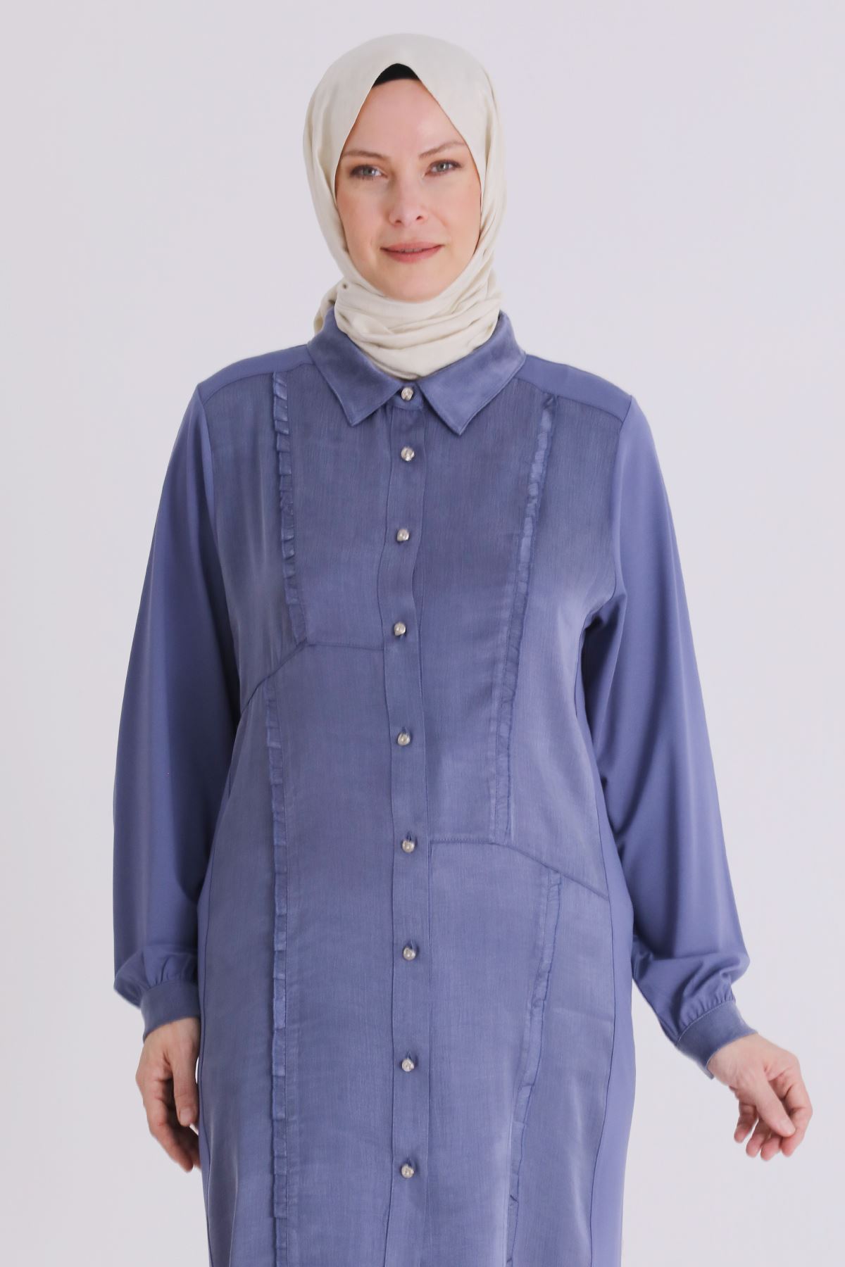 Büyük Beden Tesettür Tunik 23035 Morcivert