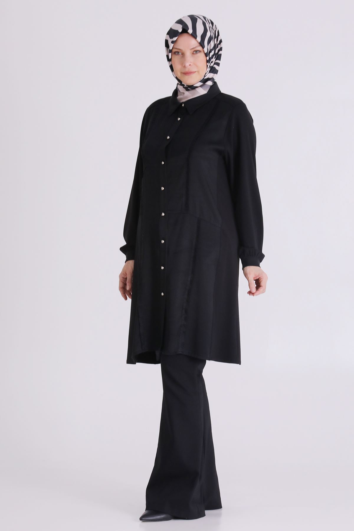 Büyük Beden Tesettür Tunik 23035 Siyah