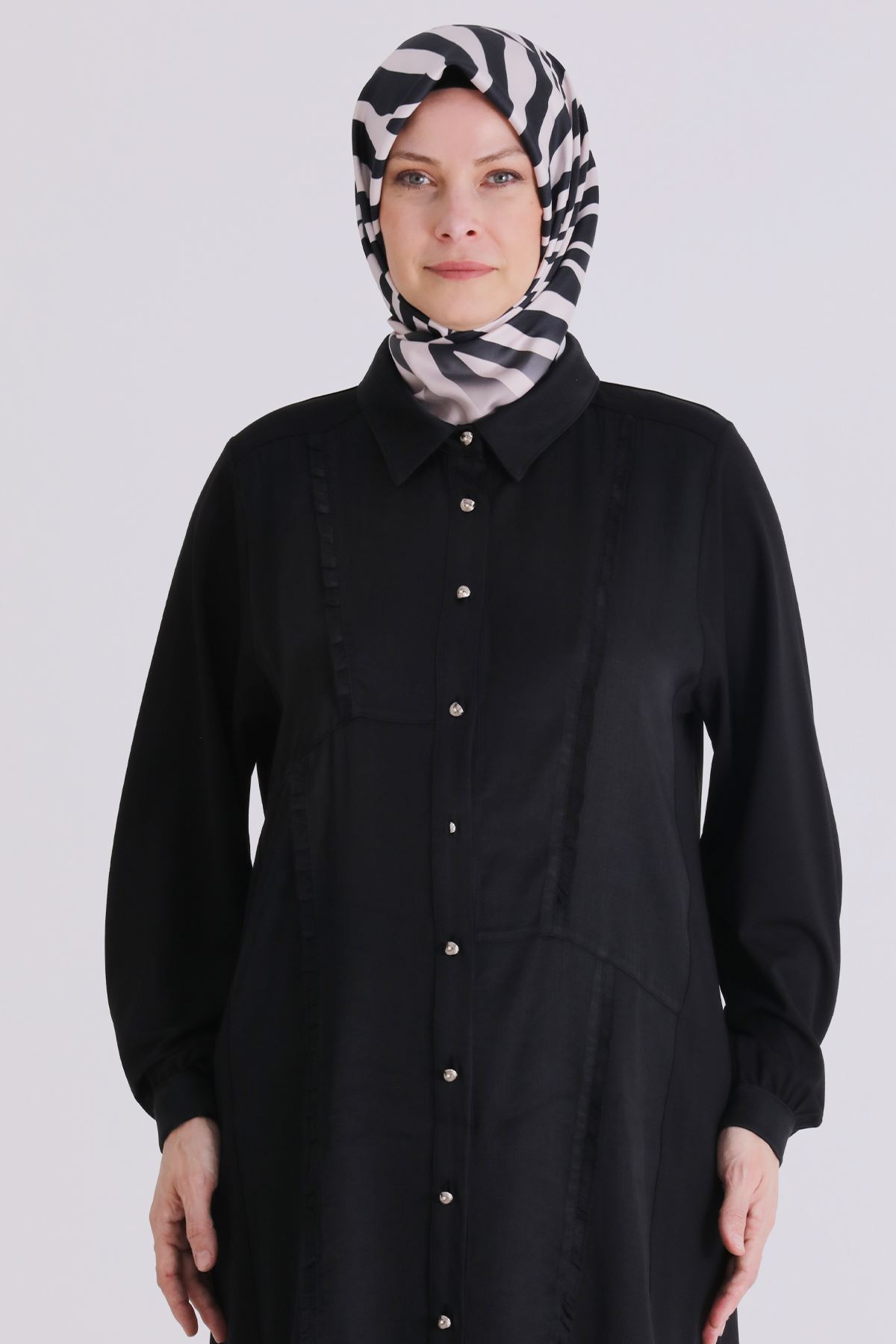 Büyük Beden Tesettür Tunik 23035 Siyah