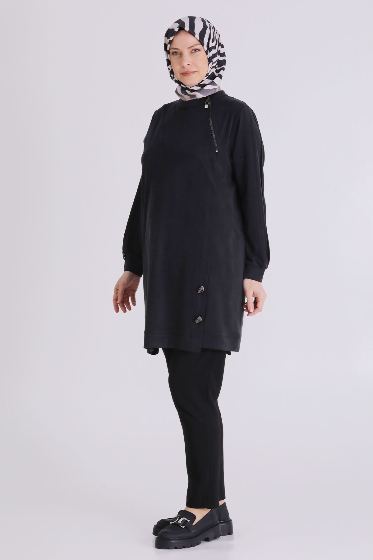 Büyük Beden Tesettür Tunik 20140 Siyah