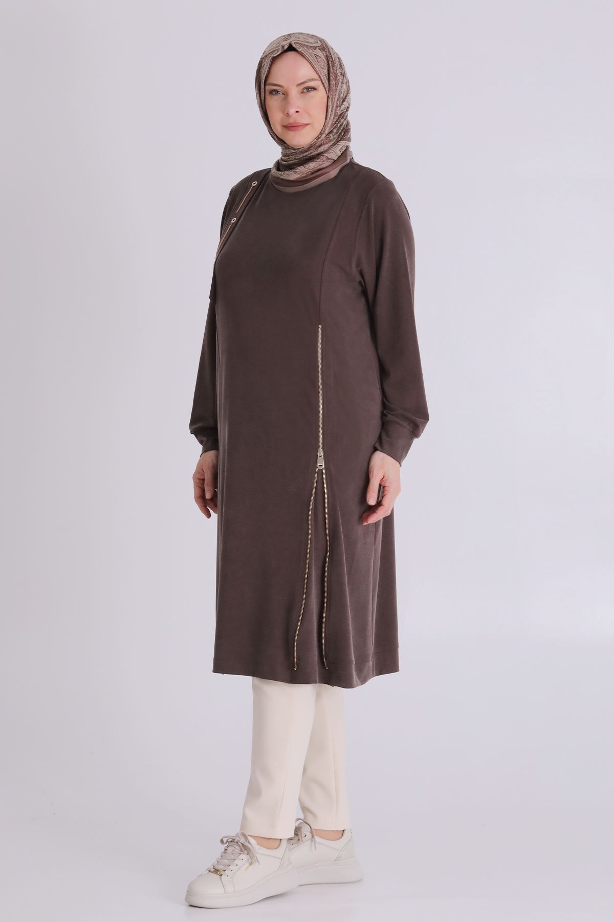 Büyük Beden Tesettür Tunik 20139 Kahve
