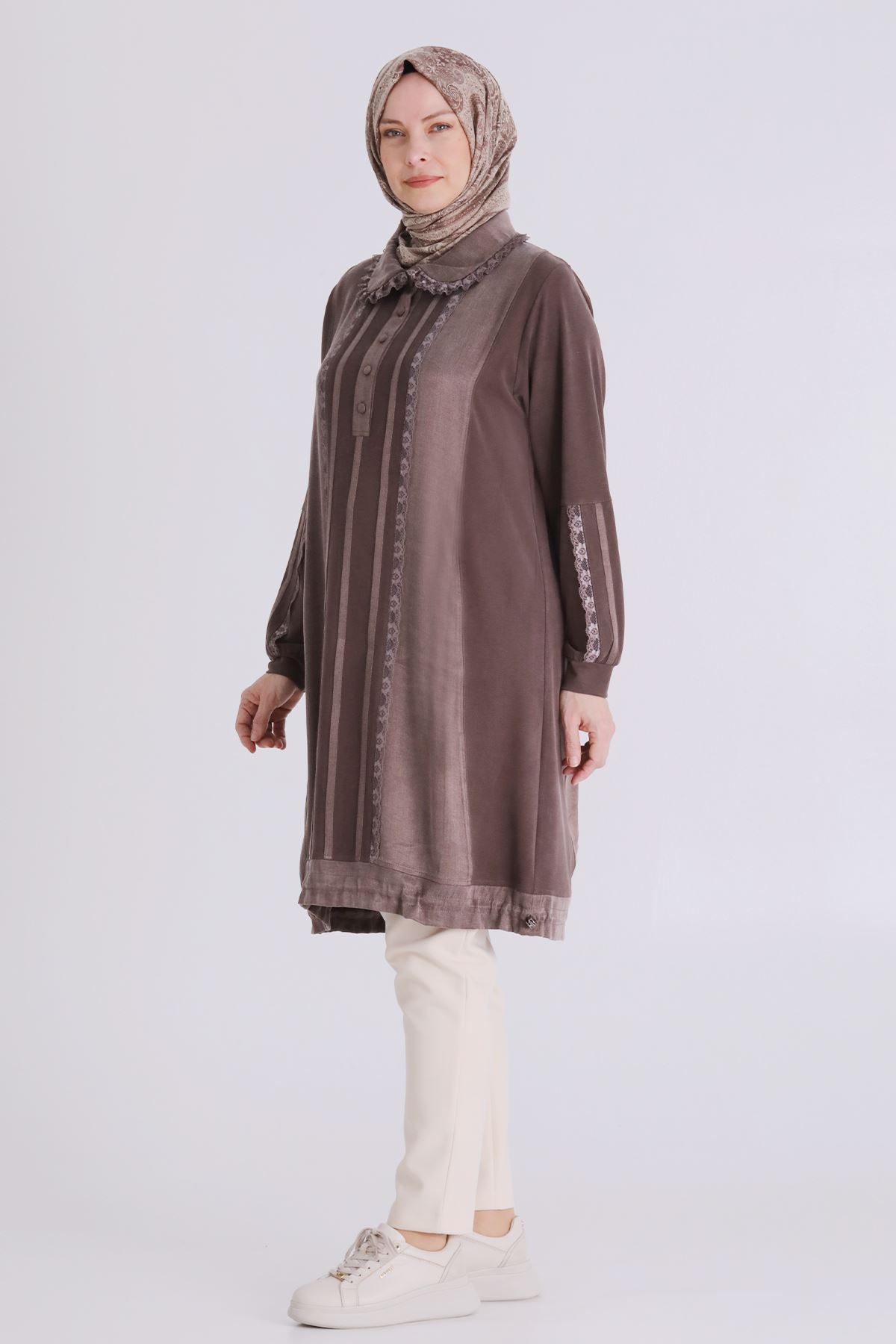 Büyük Beden Tesettür Tunik 20138 Kahve