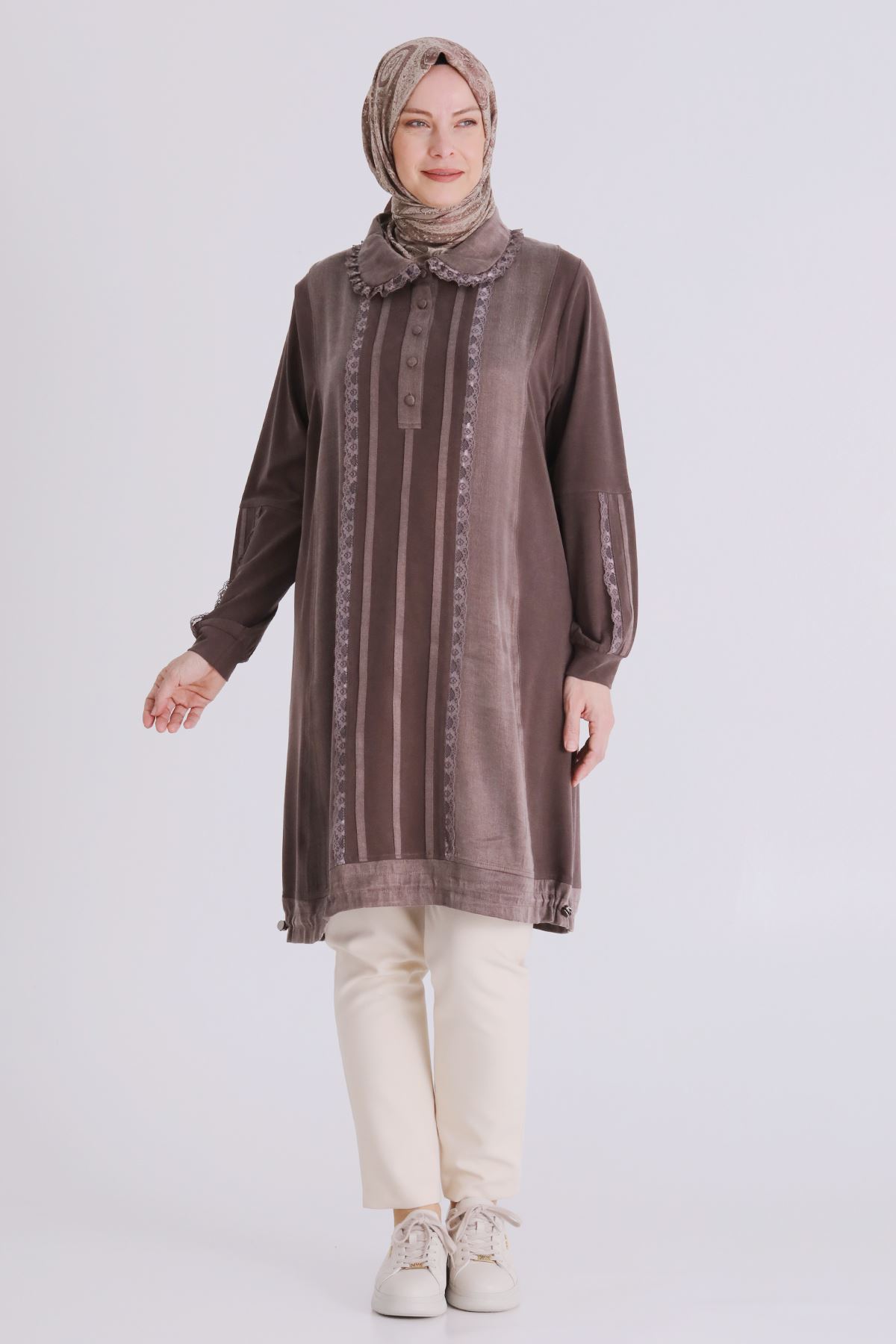 Büyük Beden Tesettür Tunik 20138 Kahve