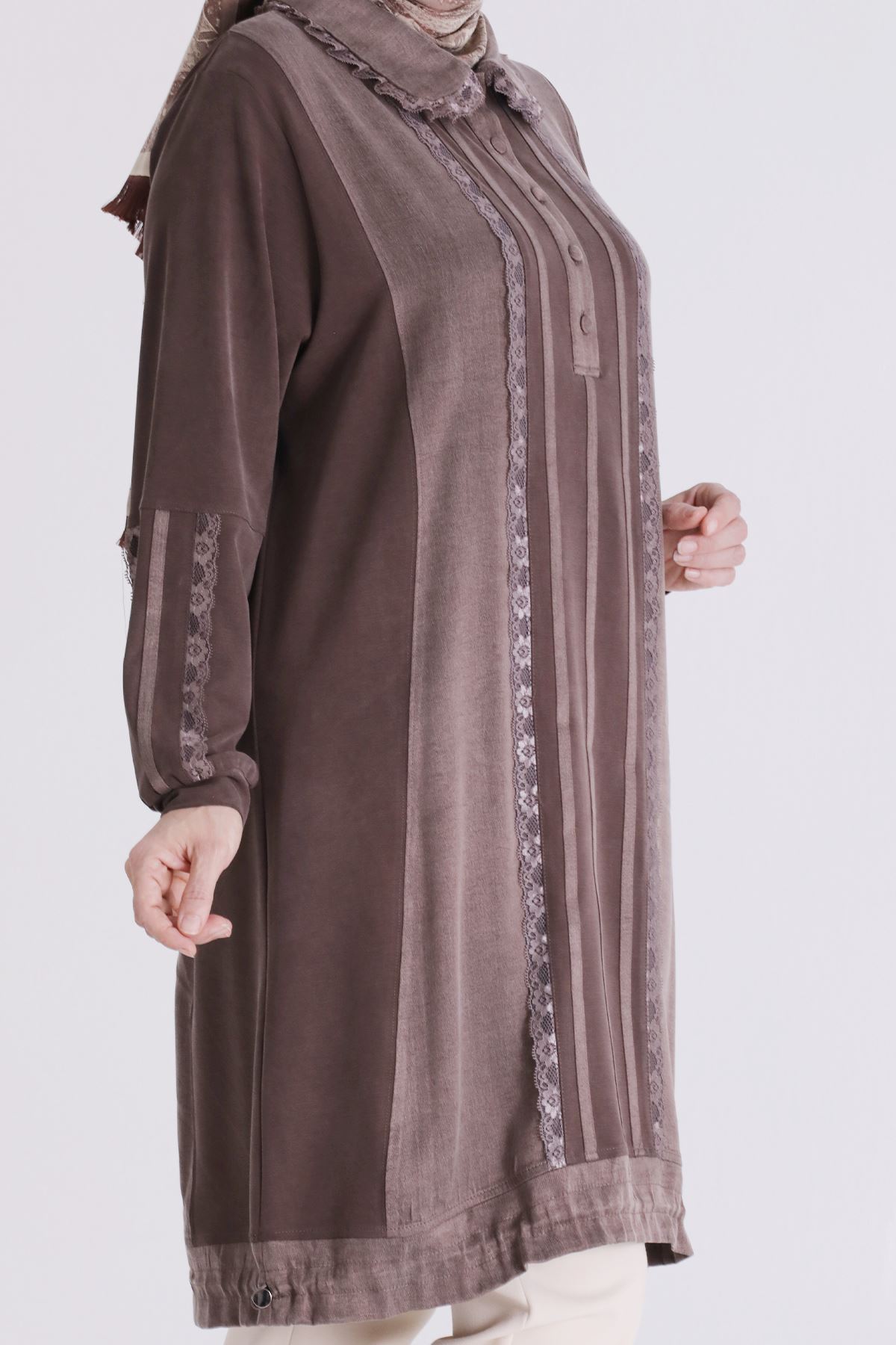 Büyük Beden Tesettür Tunik 20138 Kahve