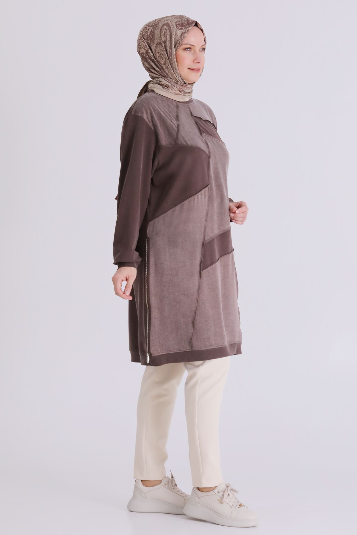 Büyük Beden Tesettür Tunik 20137 Kahve