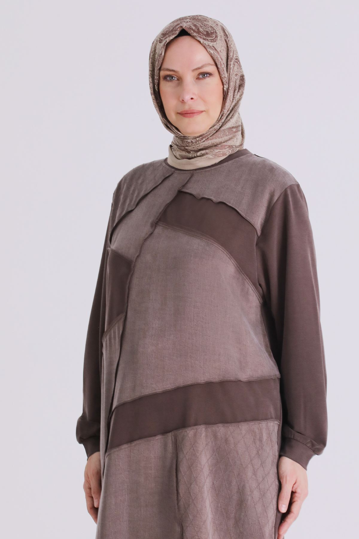 Büyük Beden Tesettür Tunik 20137 Kahve