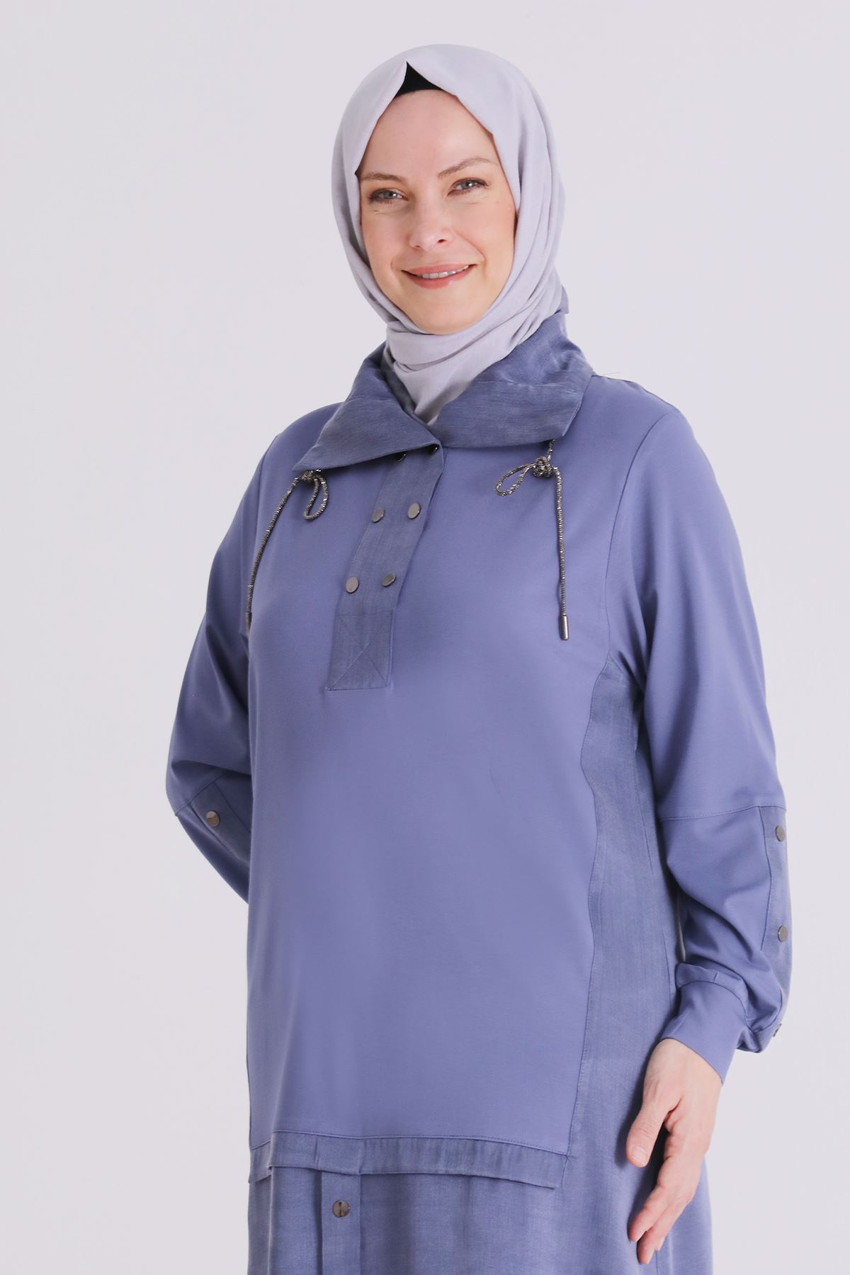 Büyük Beden Tesettür Tunik 20136 Morcivert